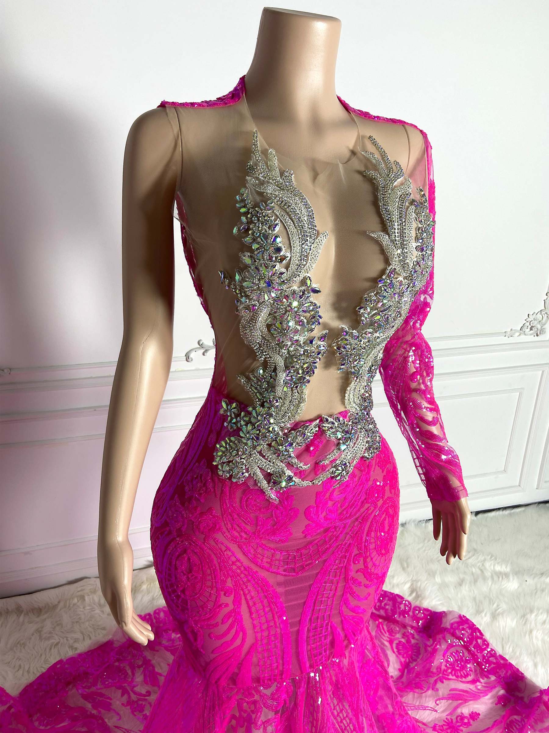 Backless Rose Red Gown