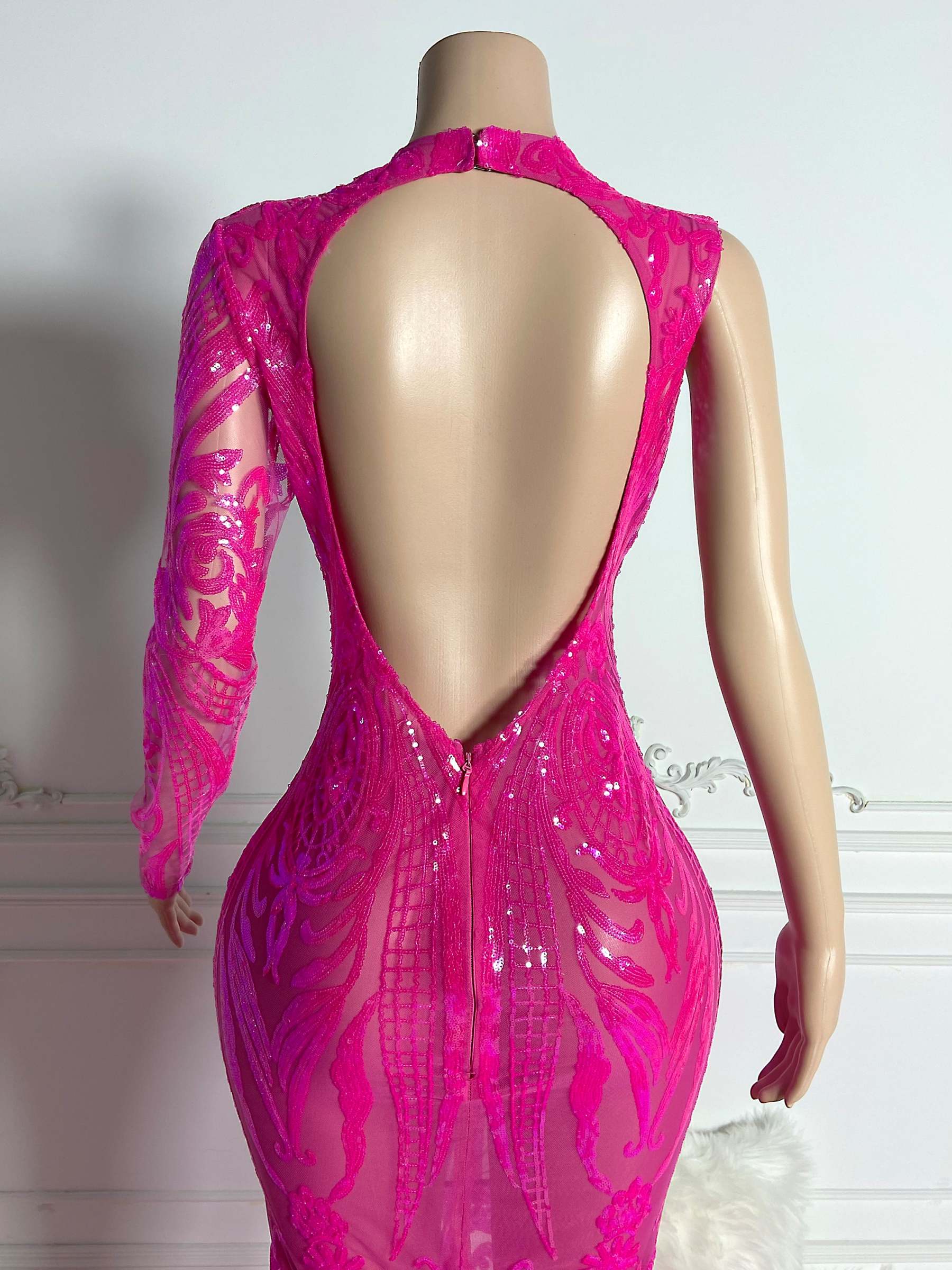 Backless Rose Red Gown