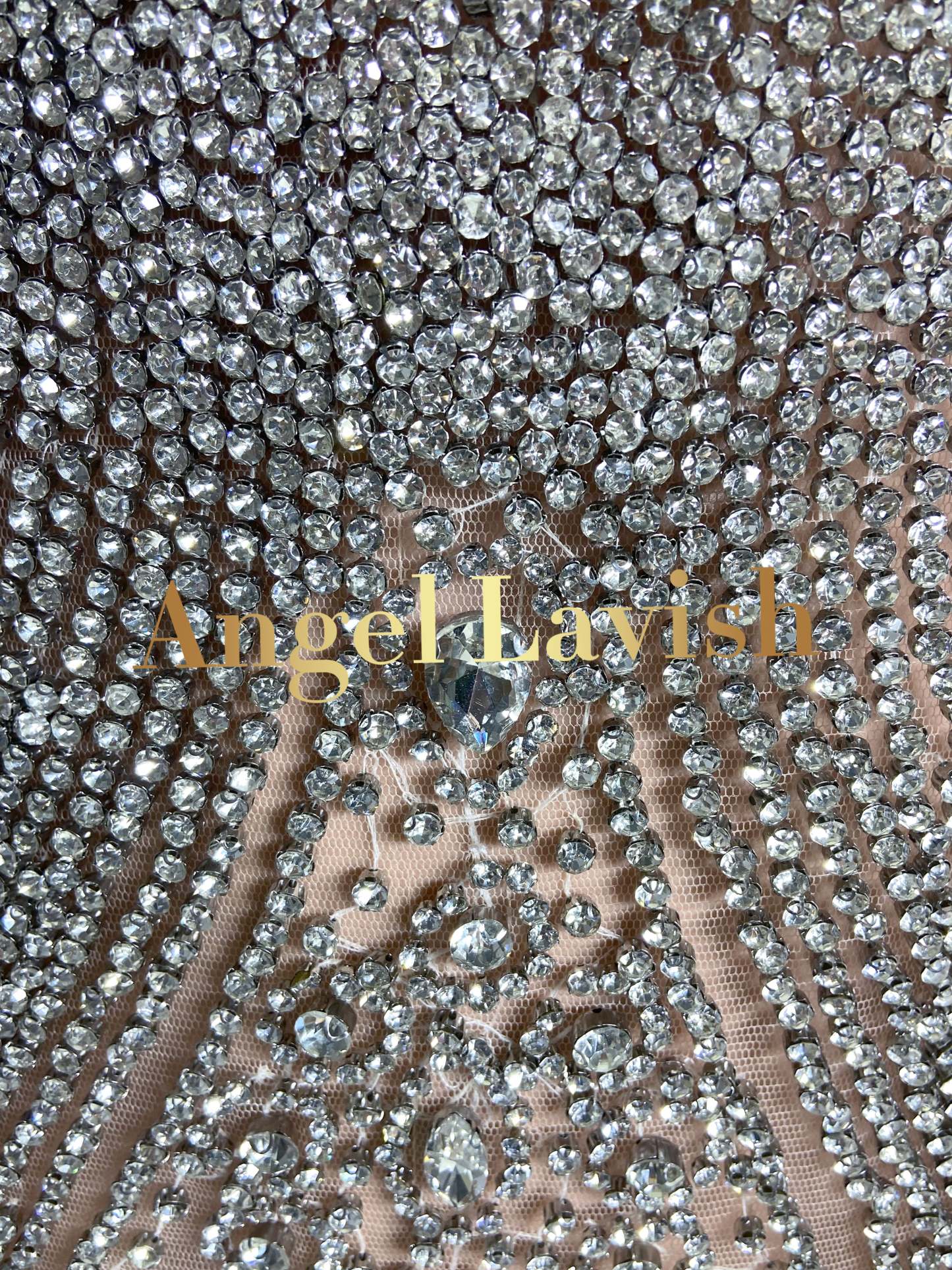 Sliver Sheer V Neck Mini Rhinestone Dress