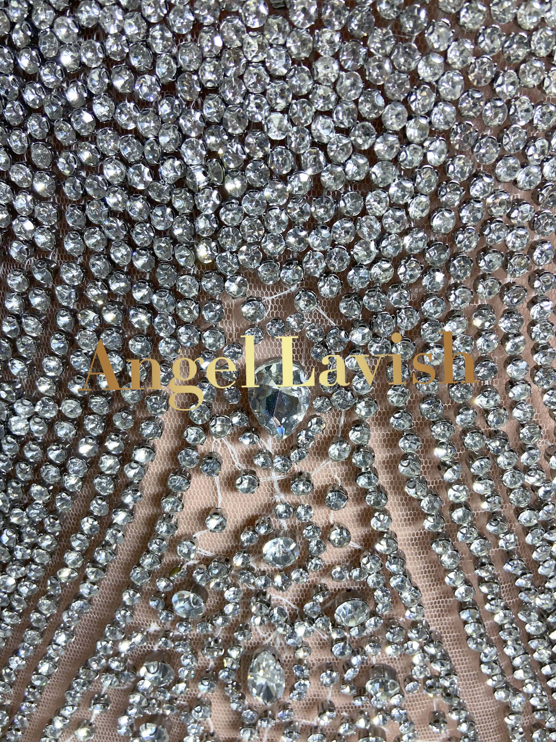 Sliver Sheer V Neck Mini Rhinestone Dress