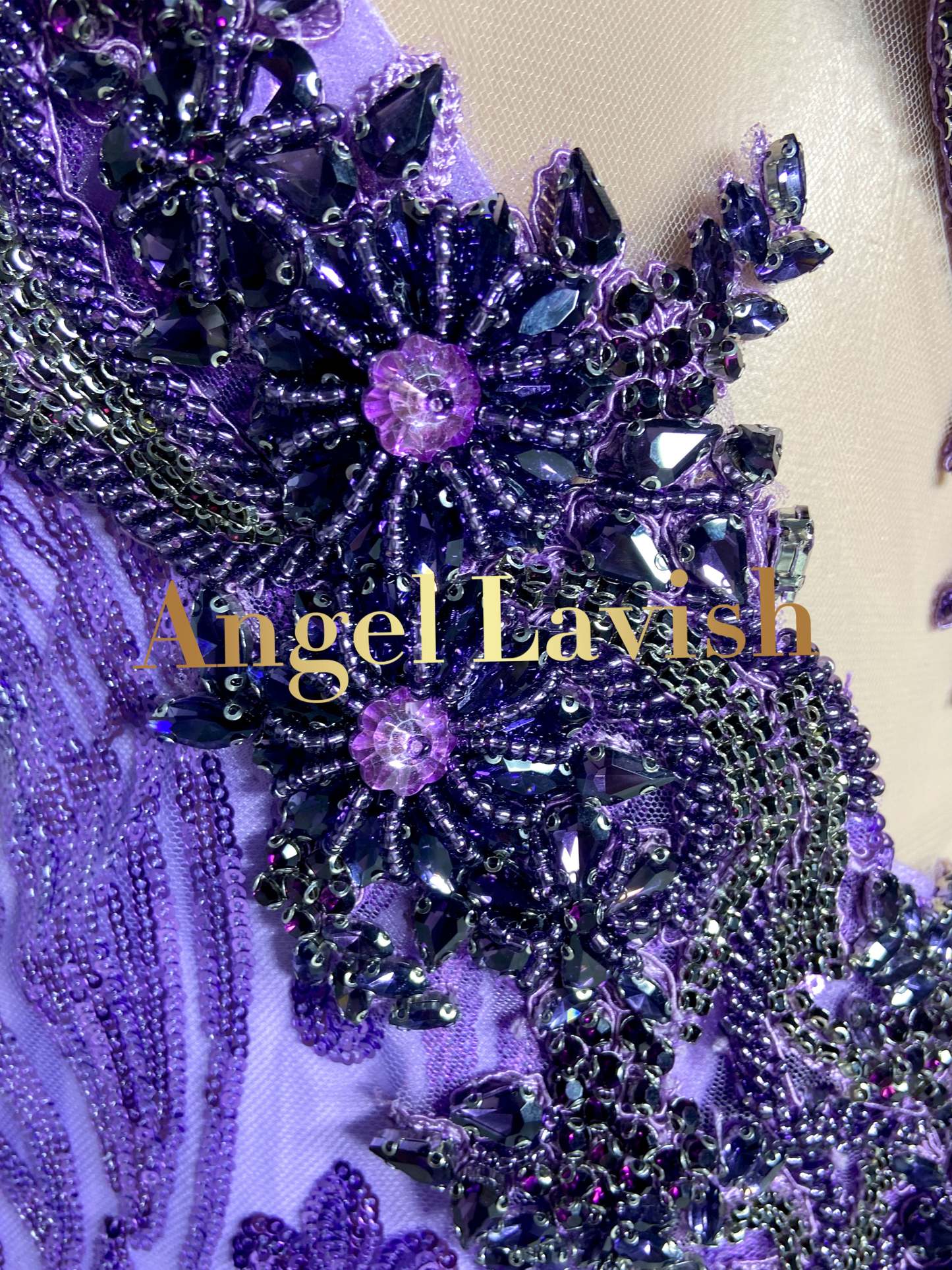 Purple Mini Rhinestone Dress with Side Cutout