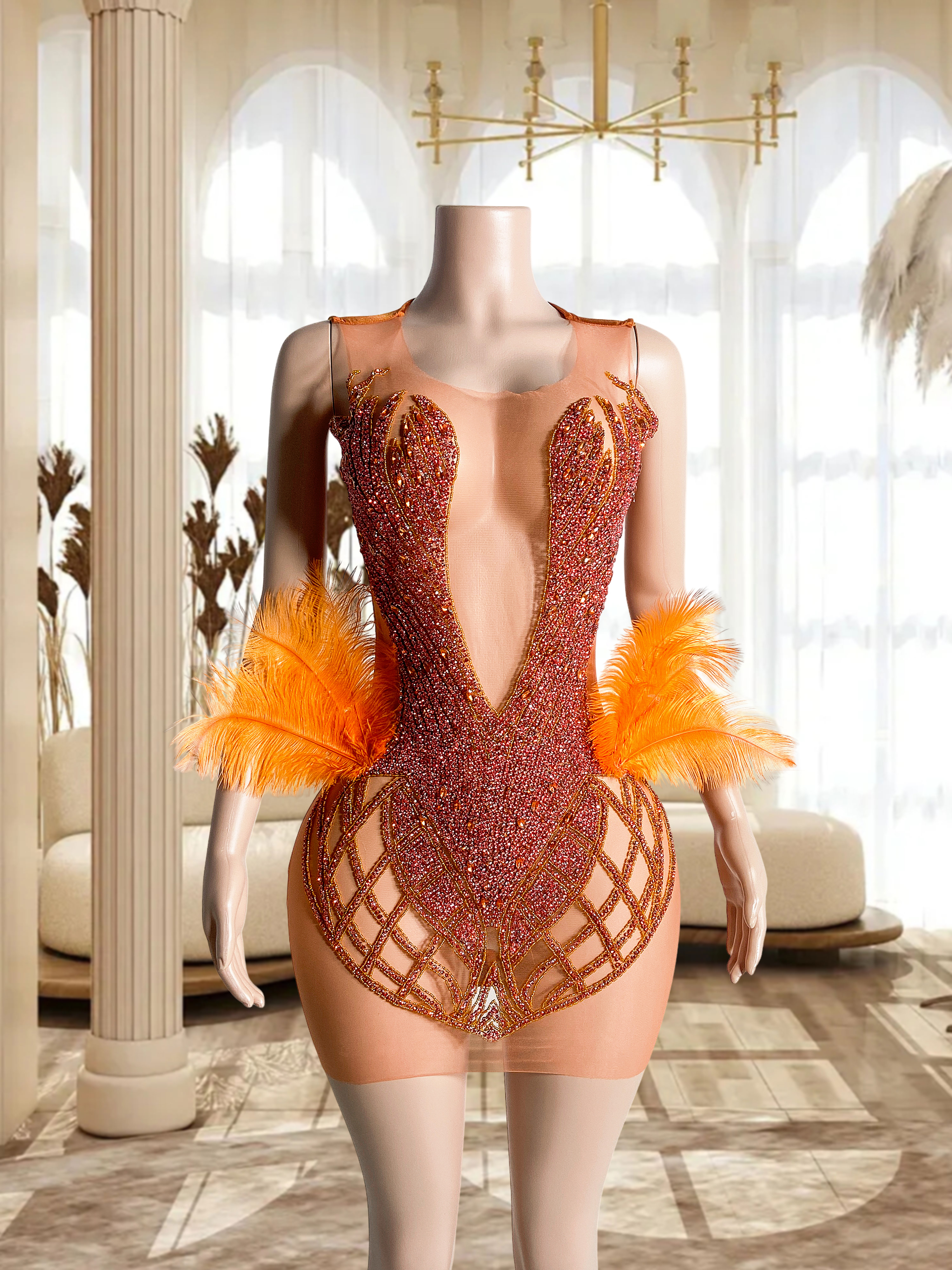 Orange Mini Dress TH24051704