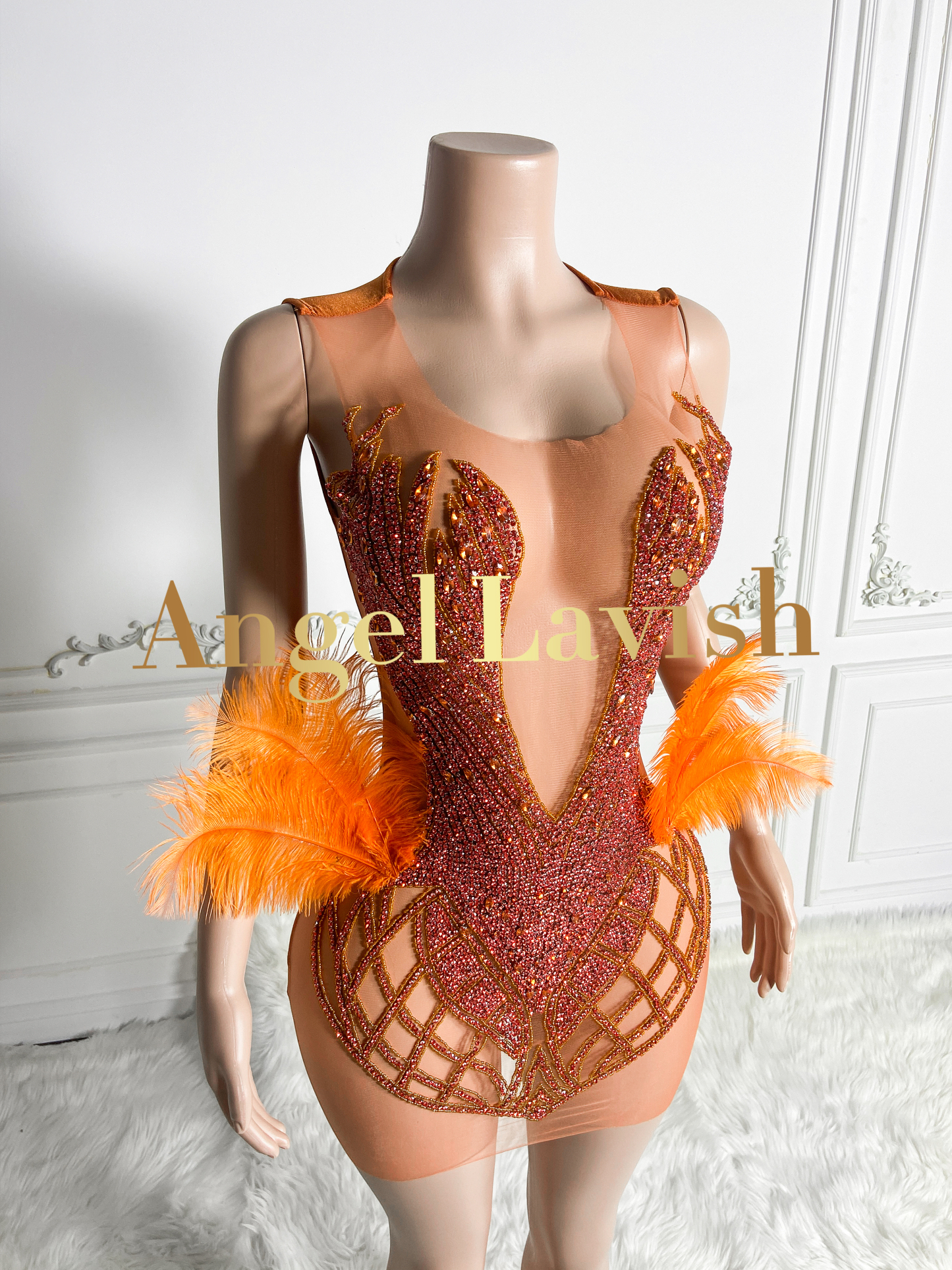 Orange Mini Dress TH24051704