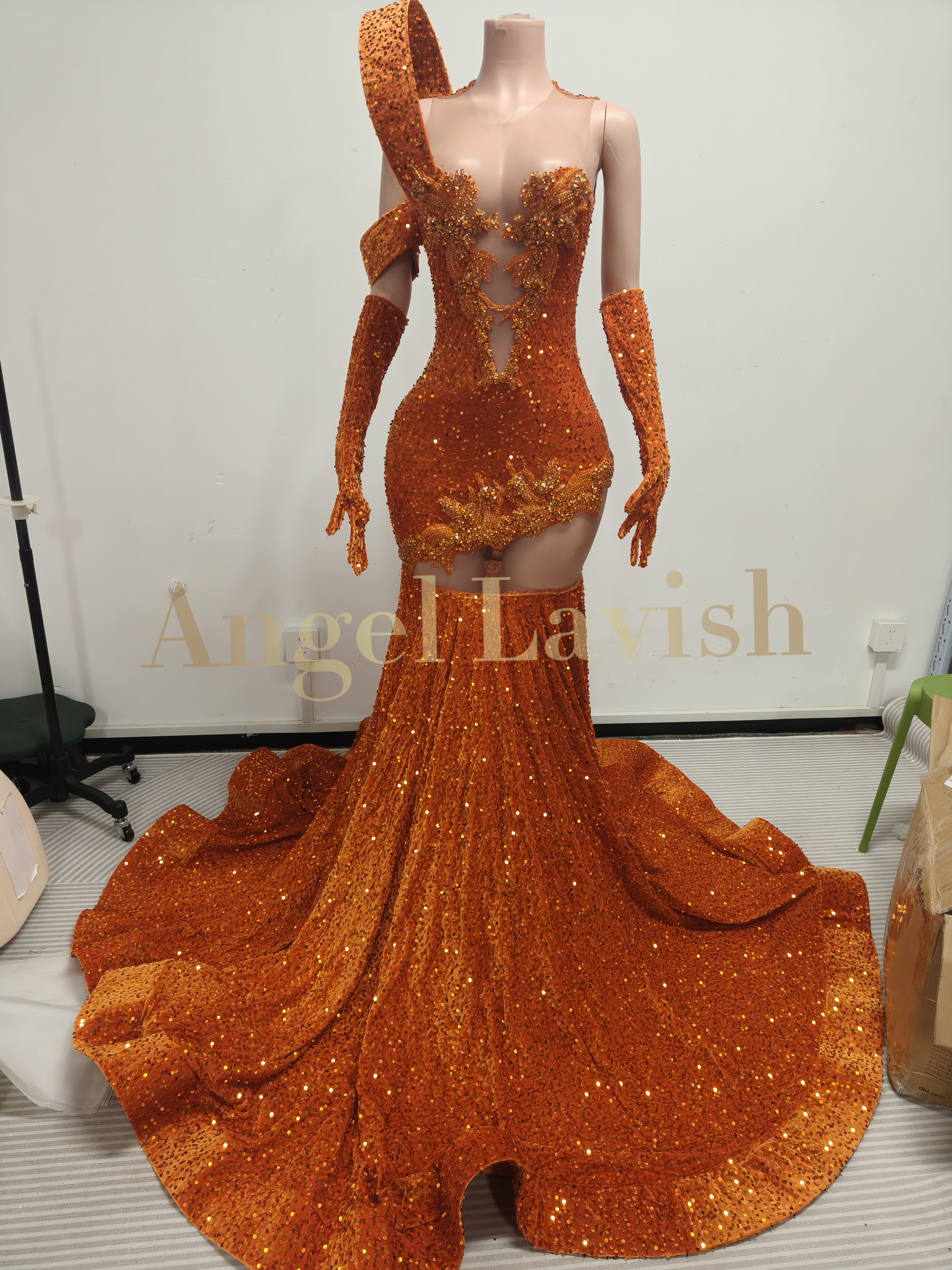 Elegant Orange Prom Gown TH24060101