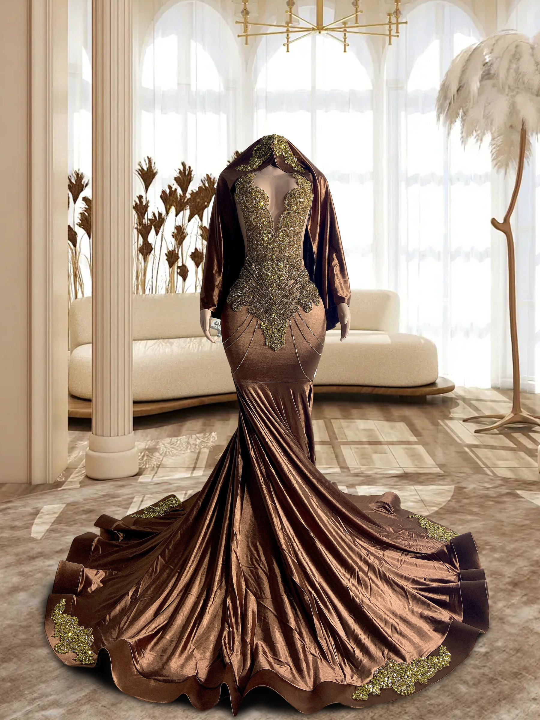 Dark Coffee Gowns TH24060502