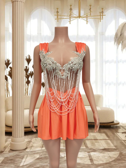 Orange Mini Dress TH24081504
