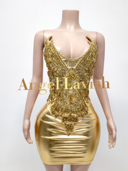 Gold Mini Dress TH24102101