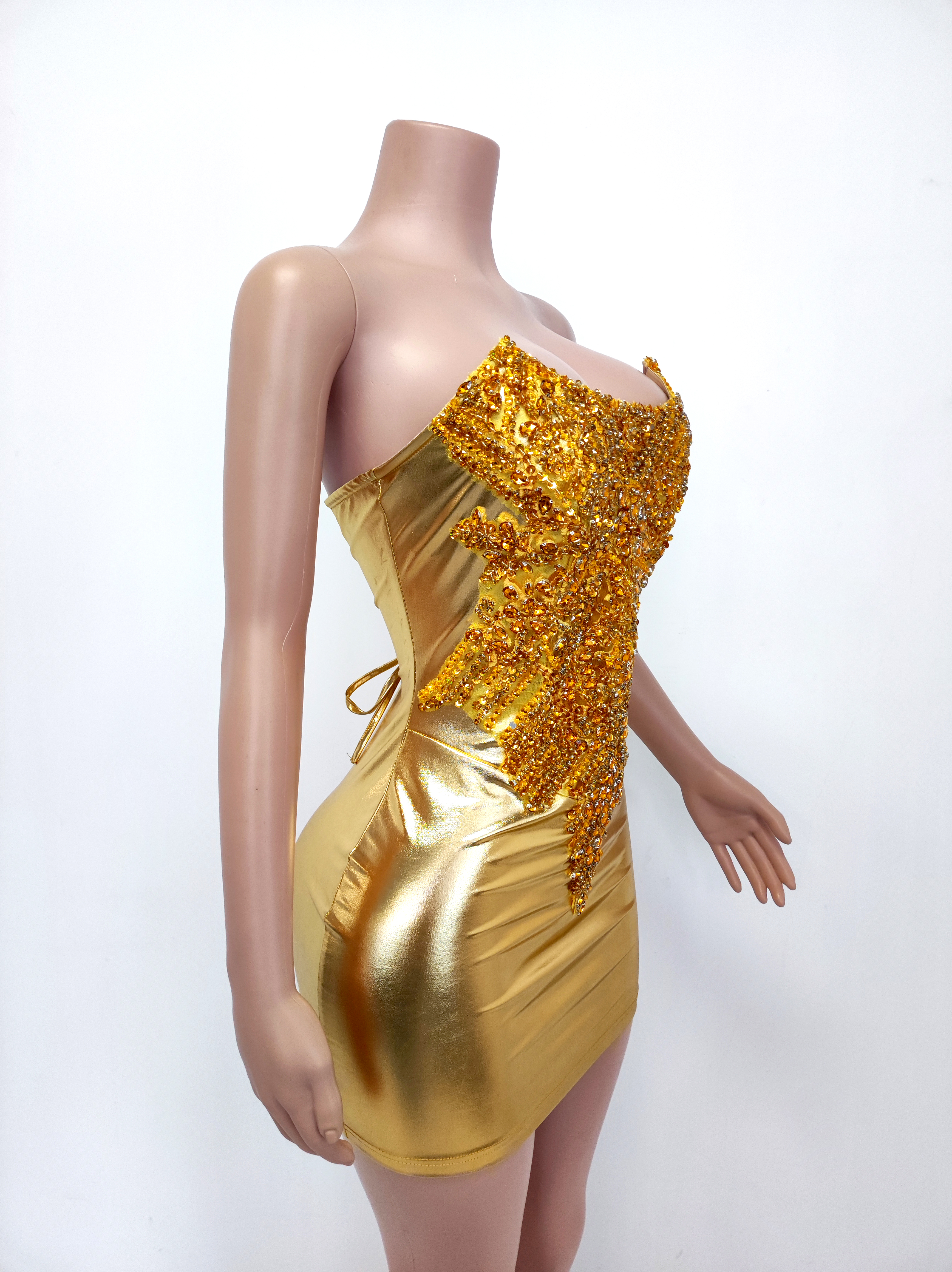 Gold Mini Dress TH241021012