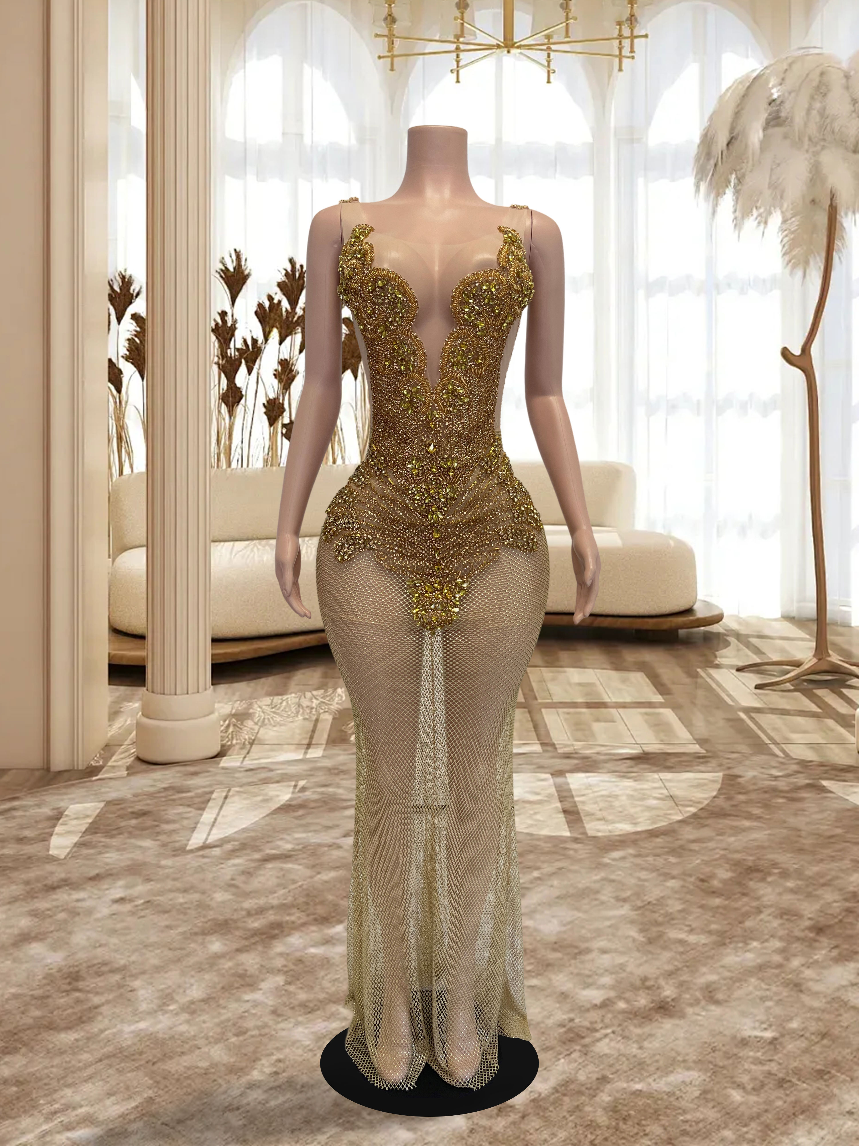 Gold Long Dress TH24102810