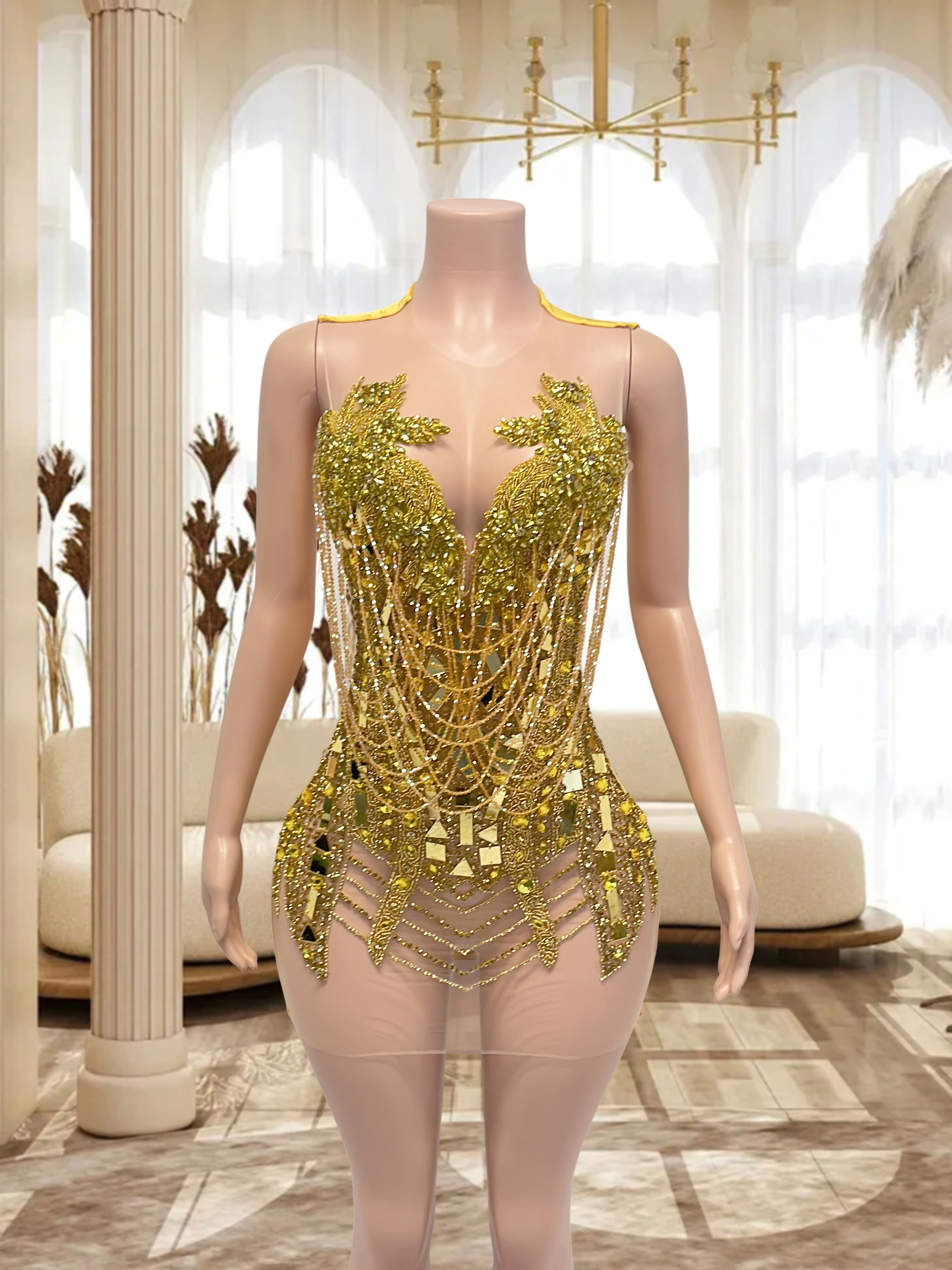 Gold Mini Dress TH24112601