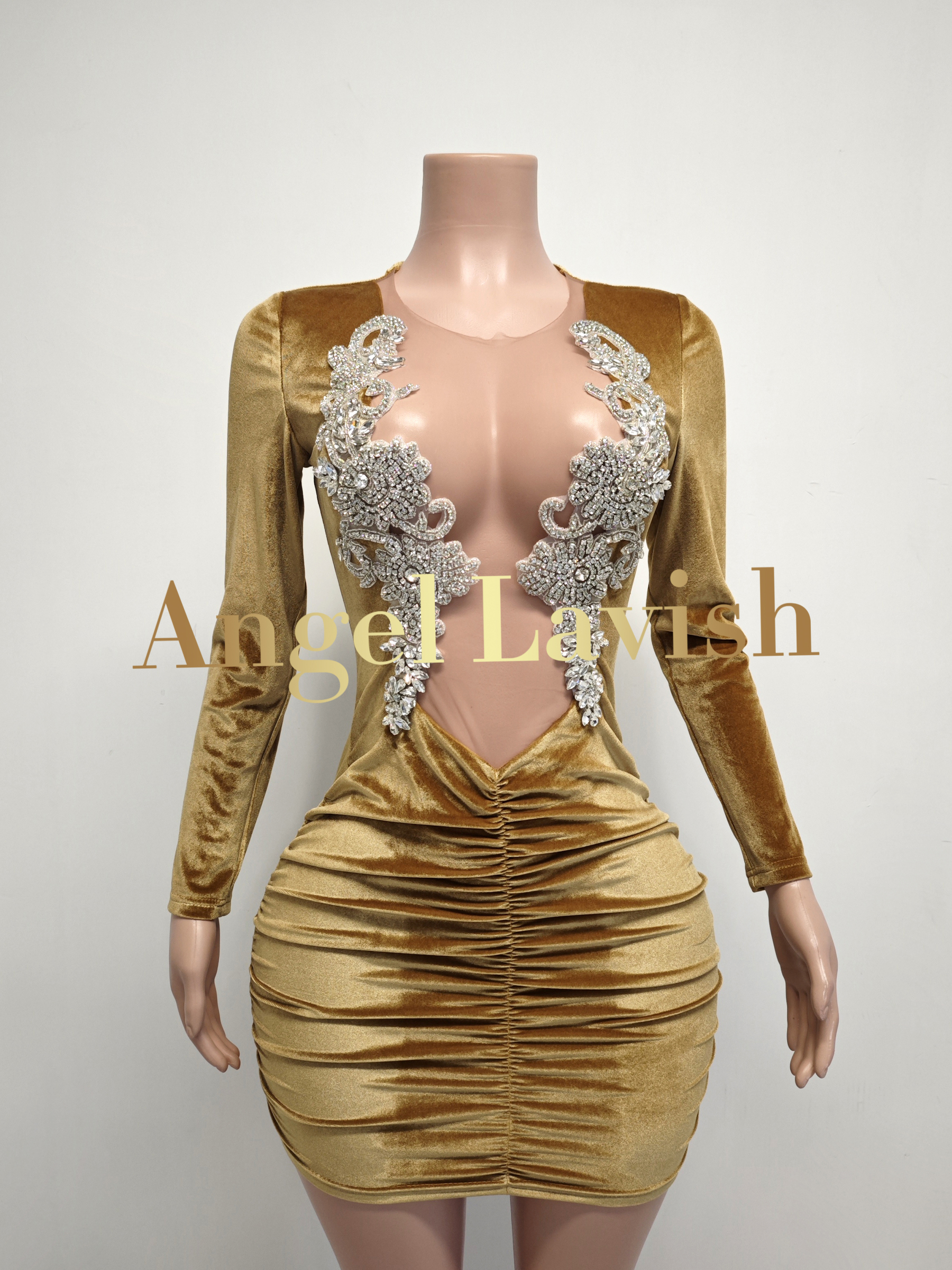 Gold Brown Mini Dress TH2412051