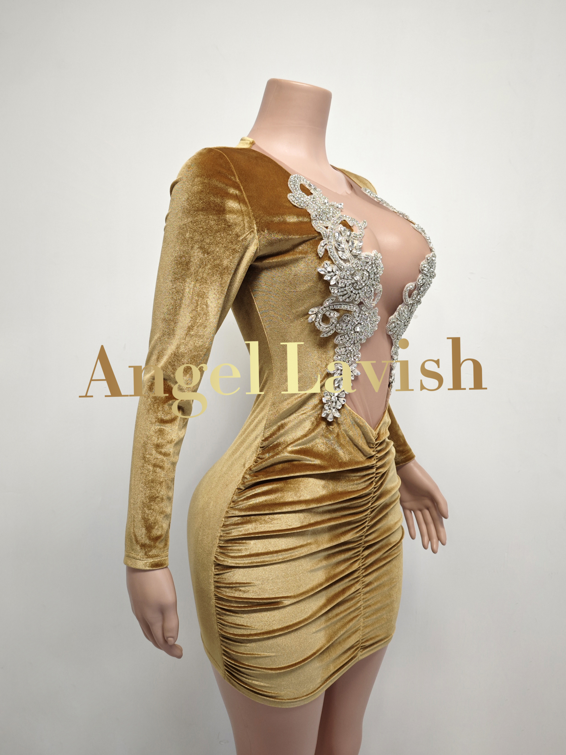 Gold Brown Mini Dress TH2412051