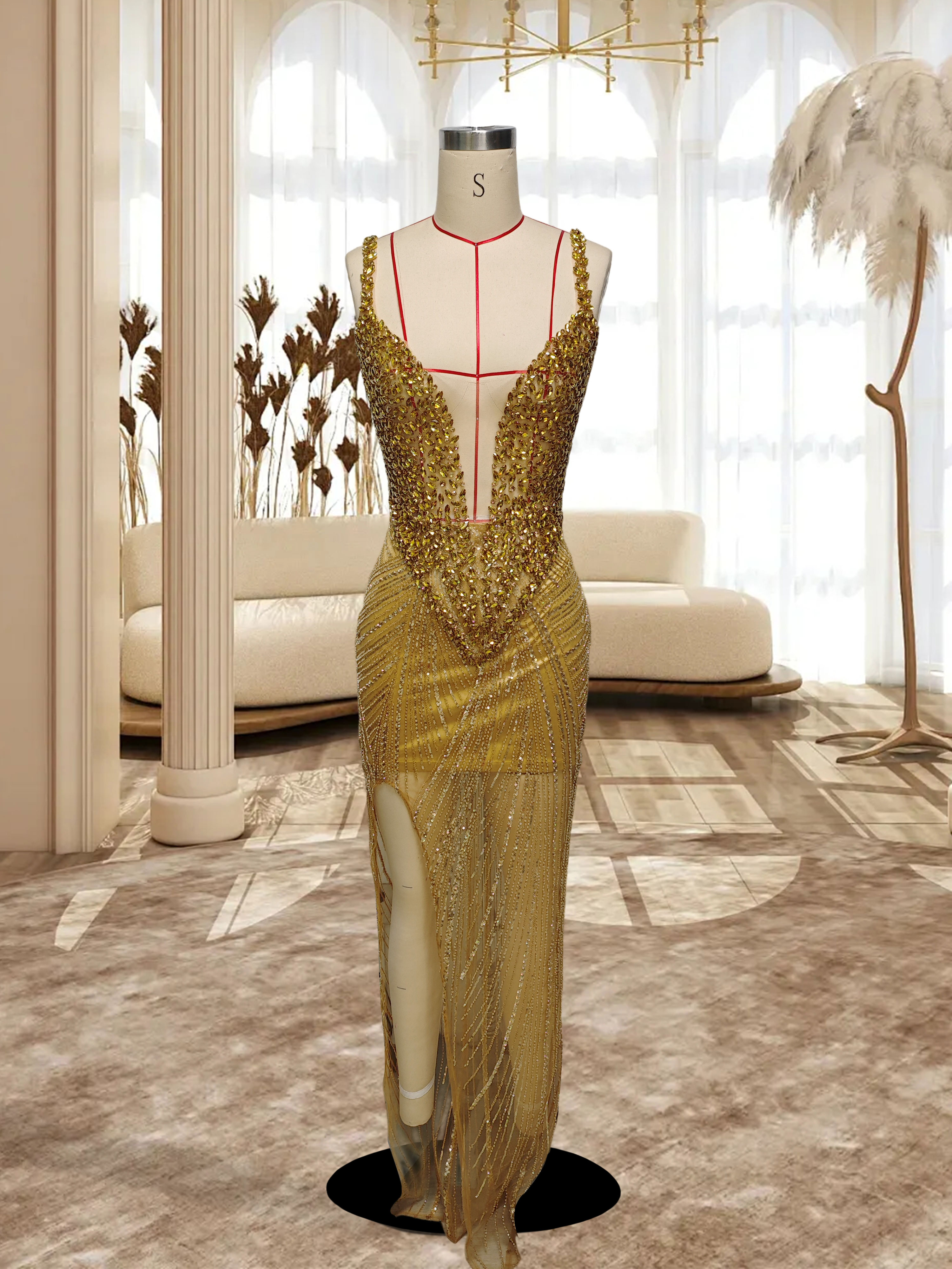 Gold Long Dress TH25010801