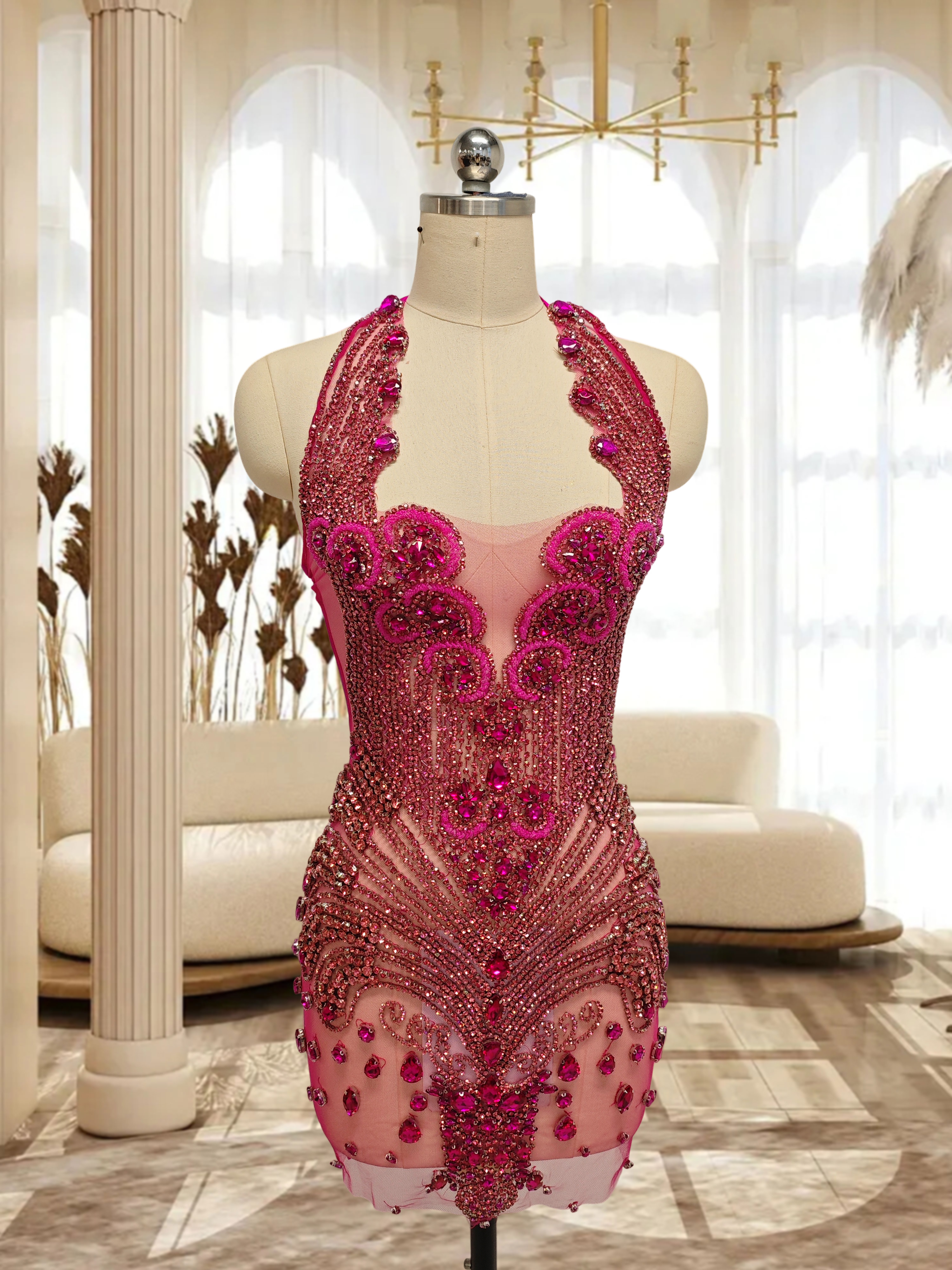 Rose Red Mini Dress TH25032020