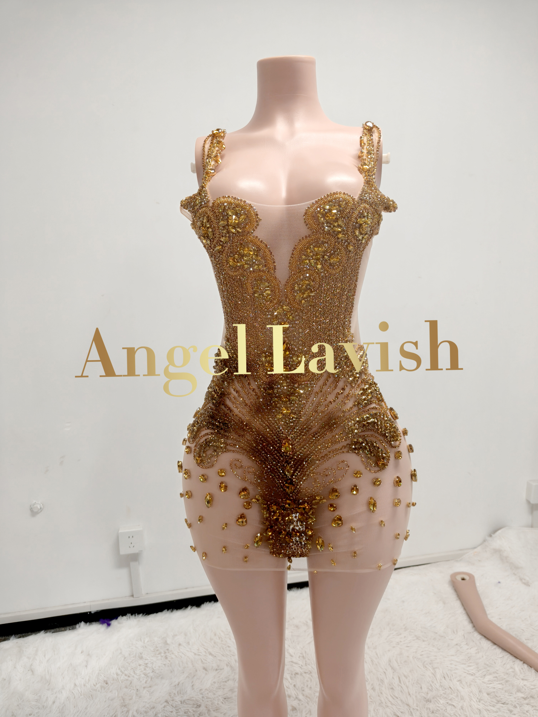 Gold Mini Dress TH25050588