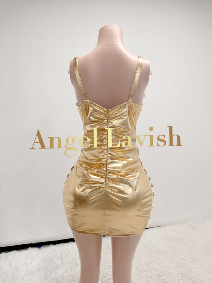 Gold Mini Dress TH25050588