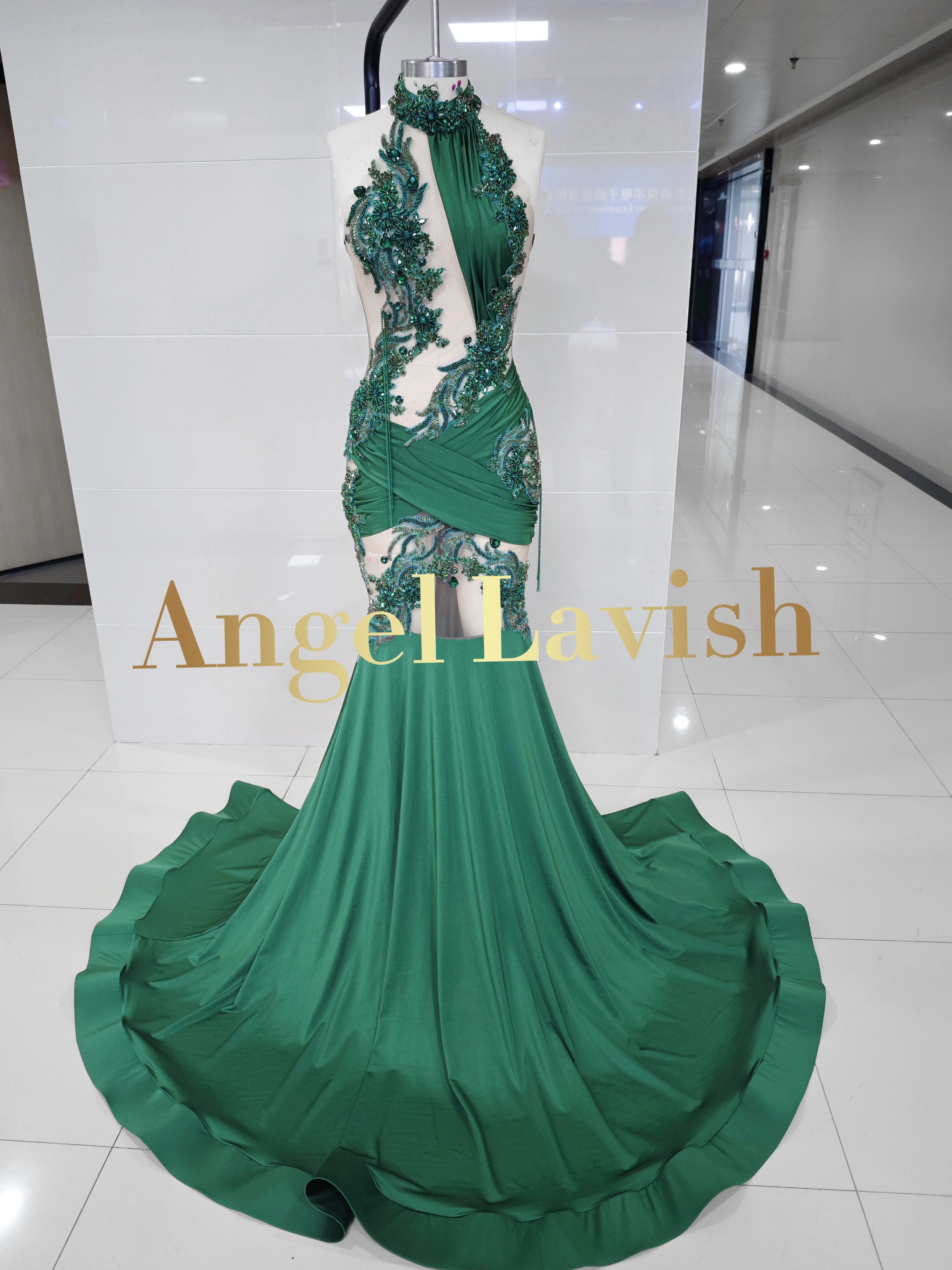 Enchanting Green Lace Mermaid Gown