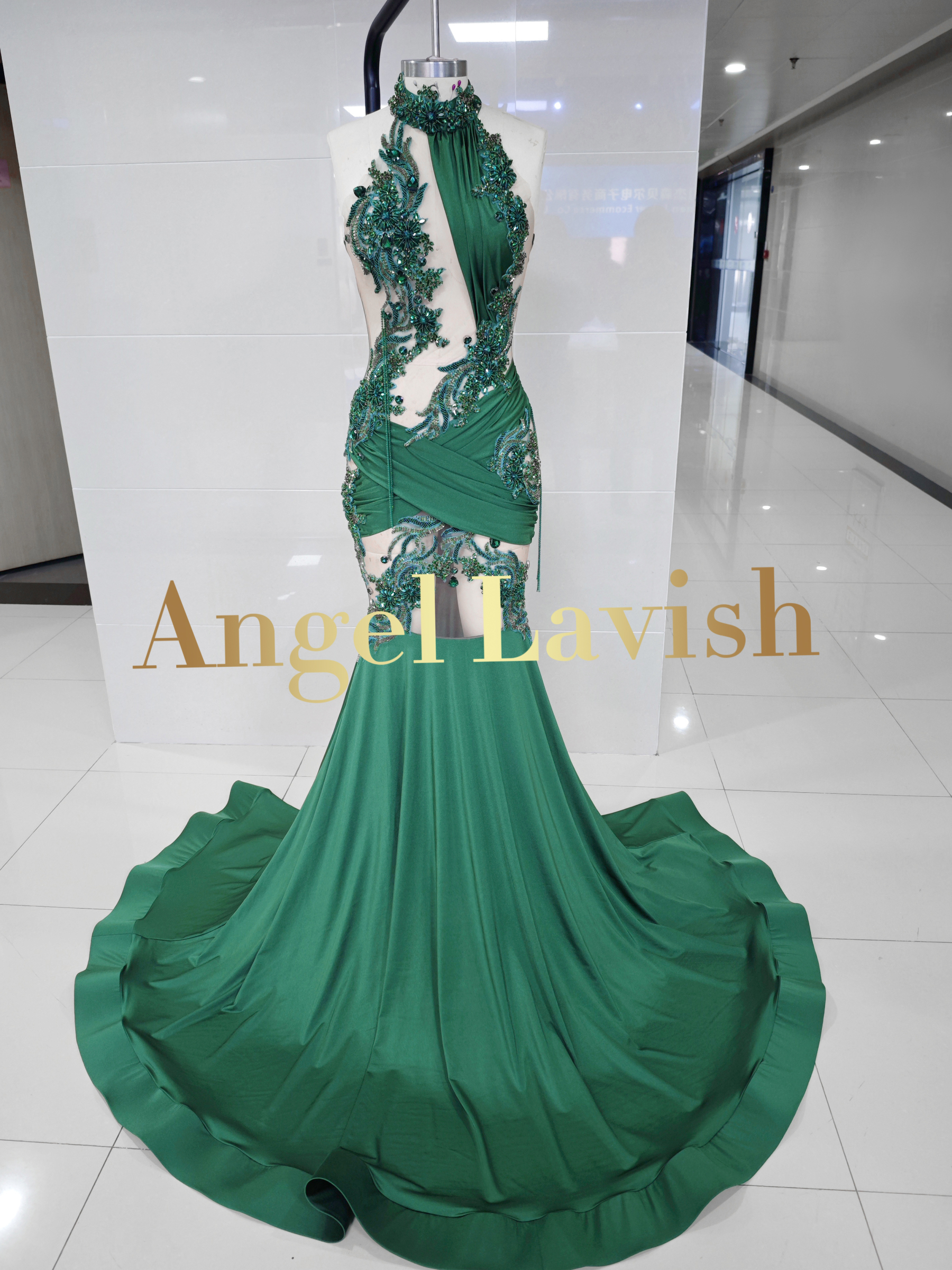 Enchanting Green Lace Mermaid Gown