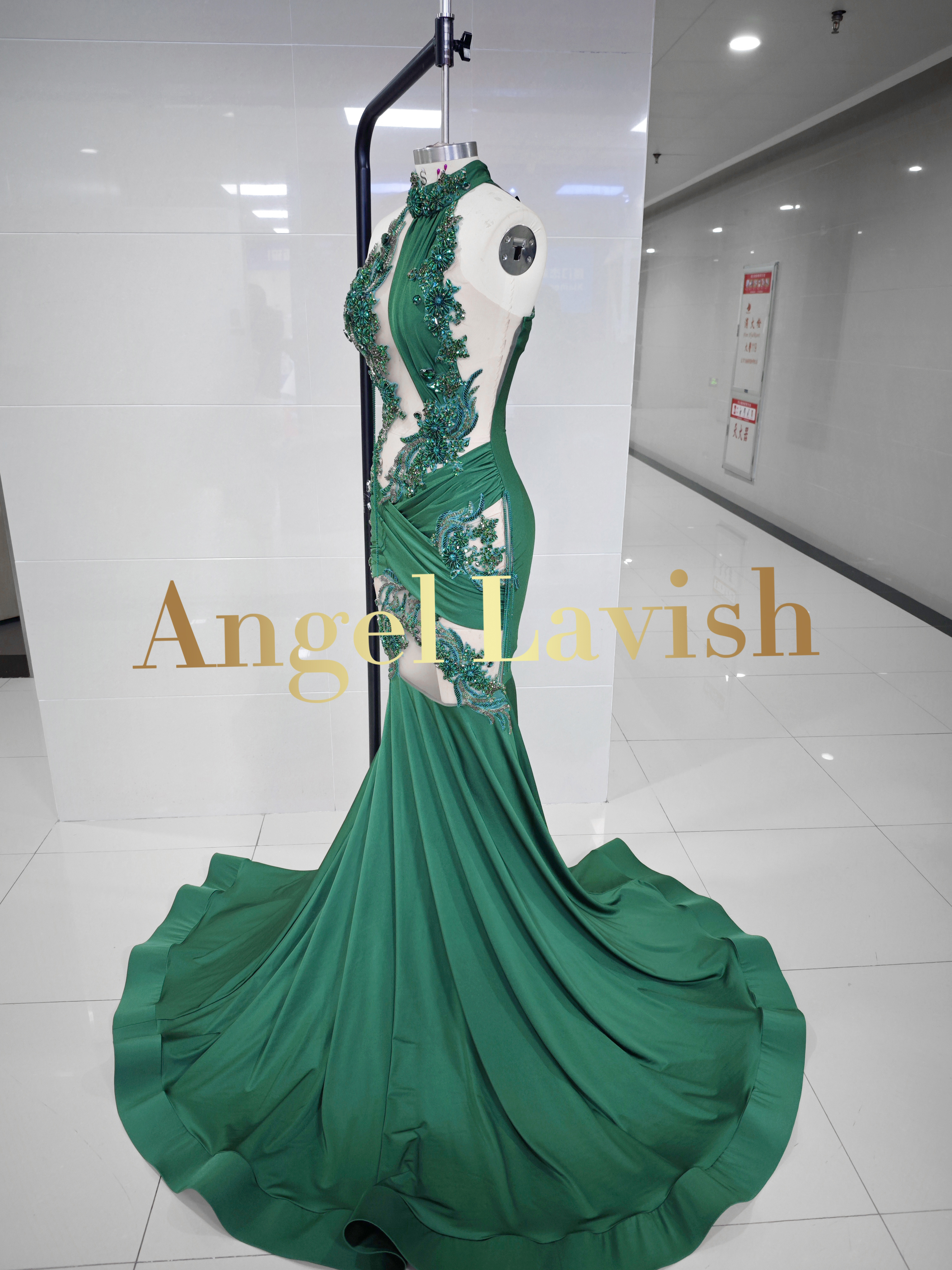 Enchanting Green Lace Mermaid Gown