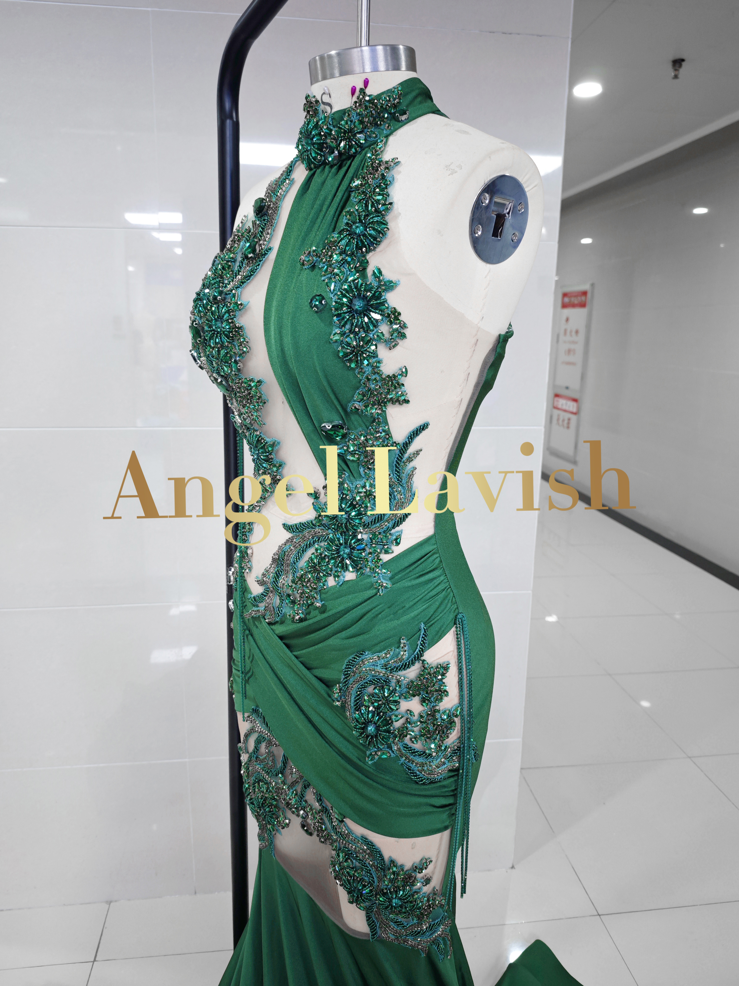 Enchanting Green Lace Mermaid Gown