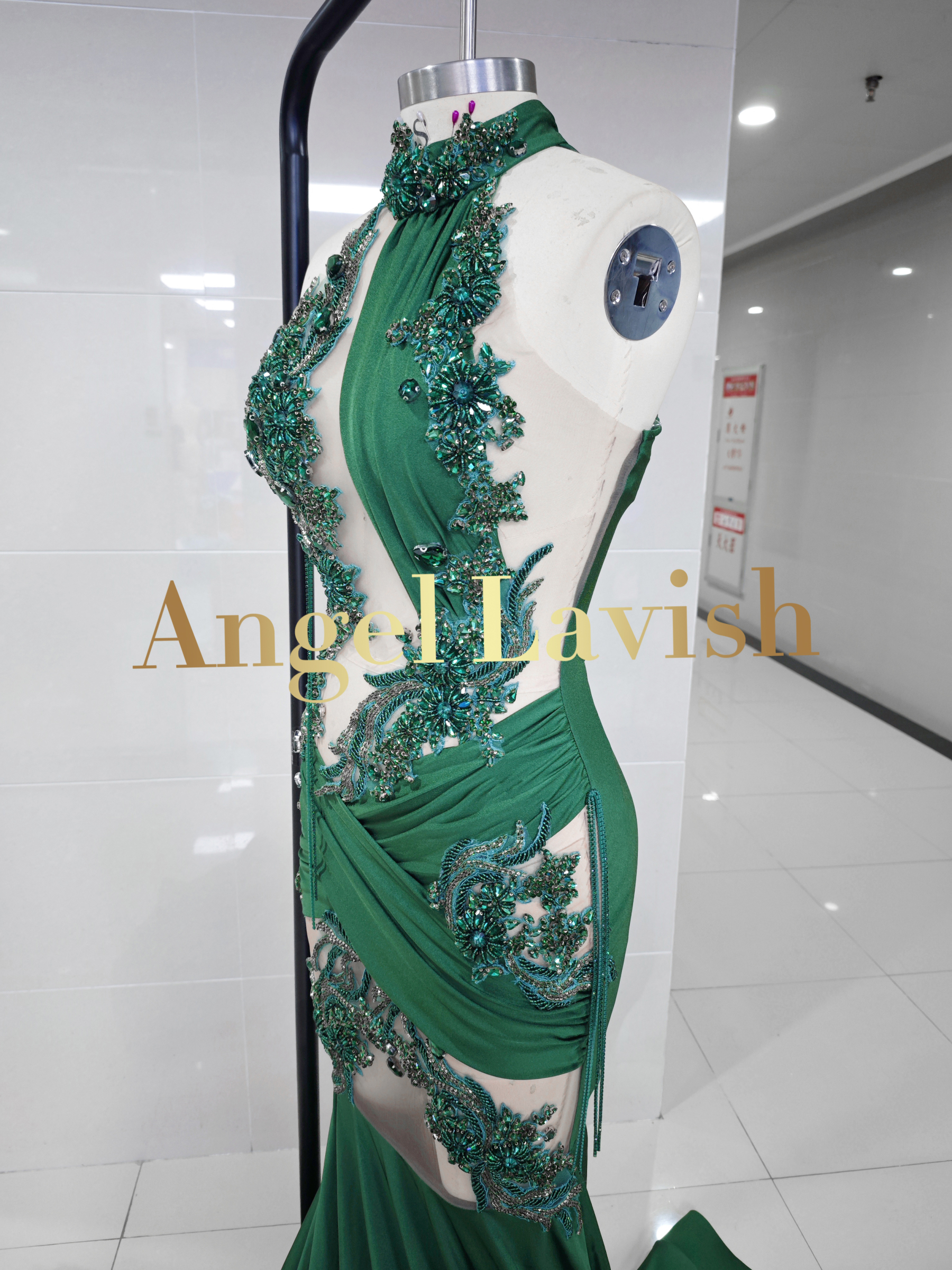 Enchanting Green Lace Mermaid Gown