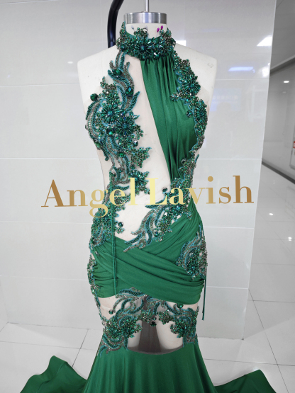 Enchanting Green Lace Mermaid Gown