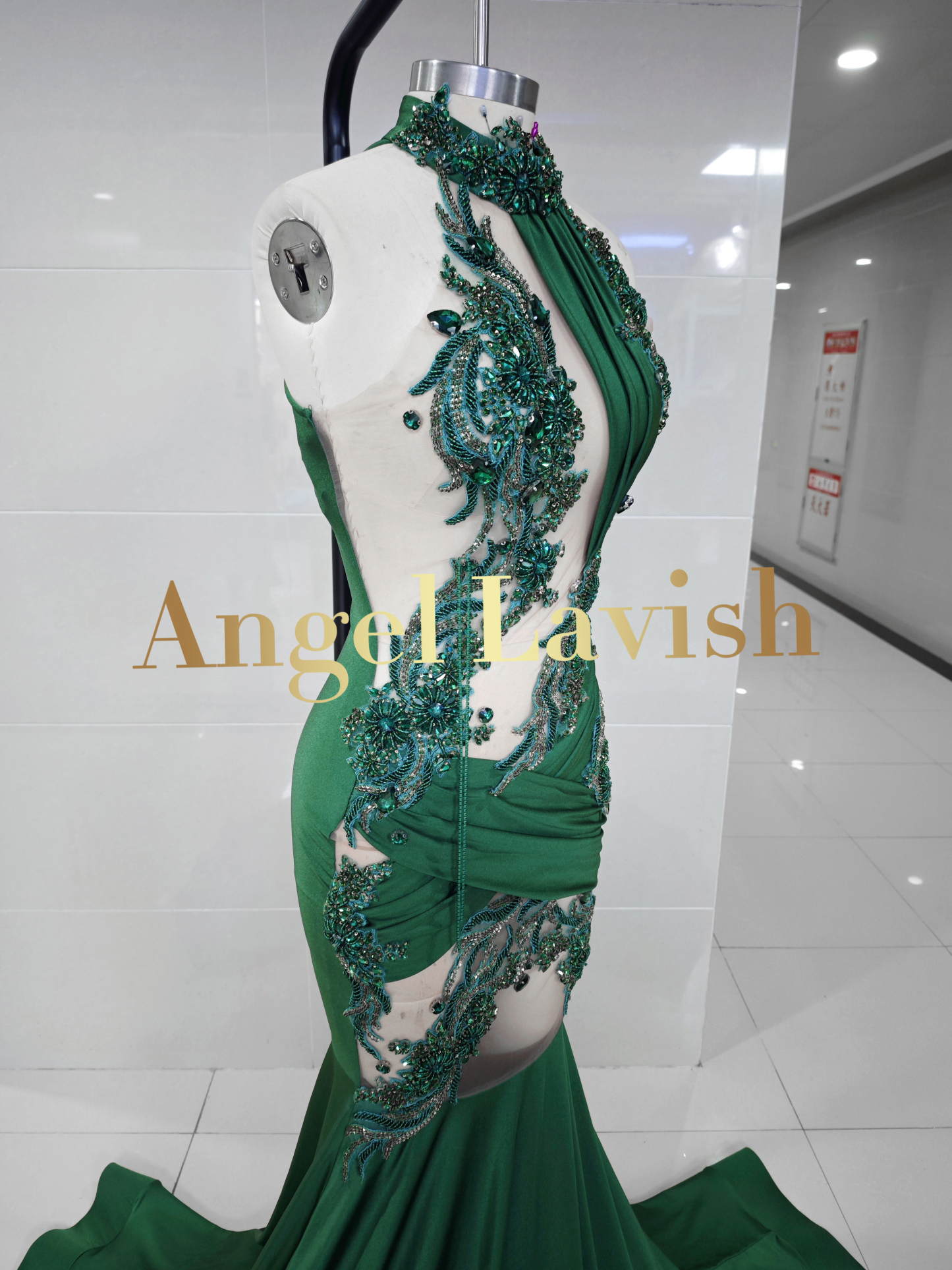 Enchanting Green Lace Mermaid Gown