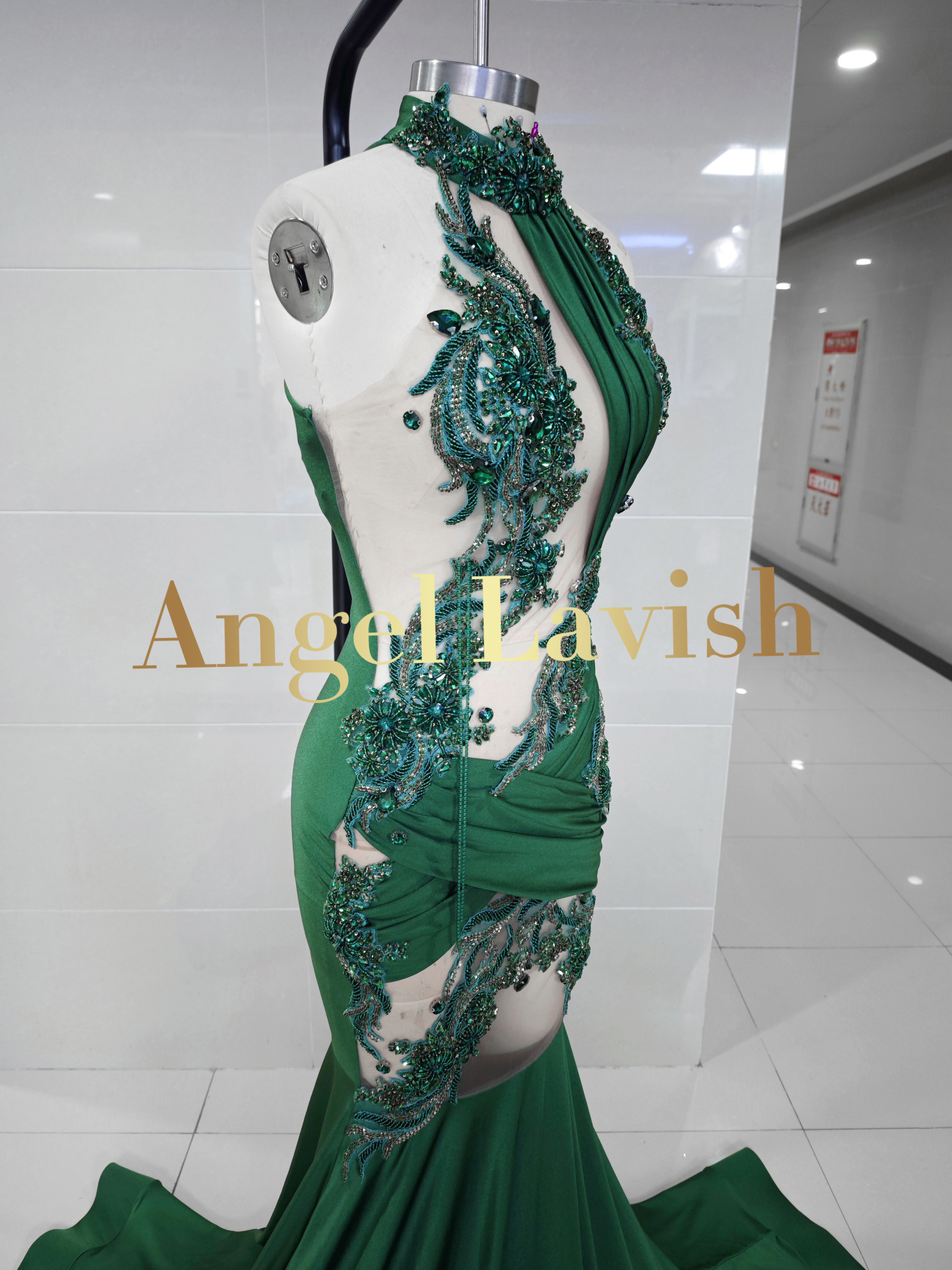 Enchanting Green Lace Mermaid Gown