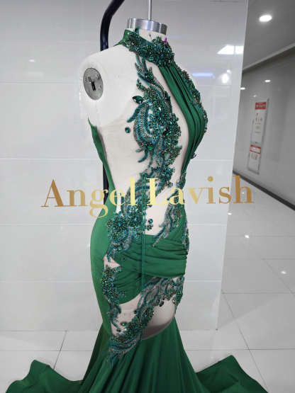 Enchanting Green Lace Mermaid Gown