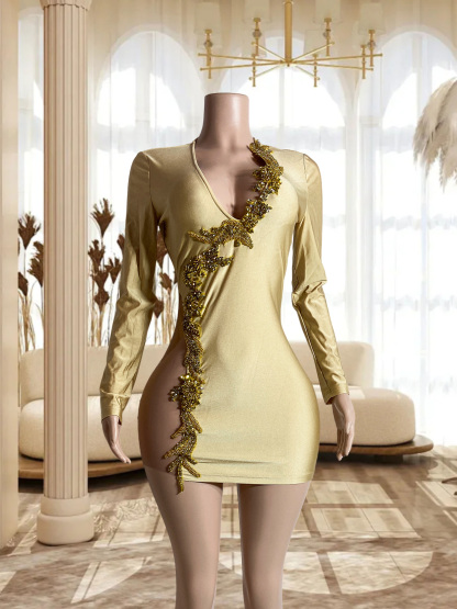 Gold Mini Dress THG2407085