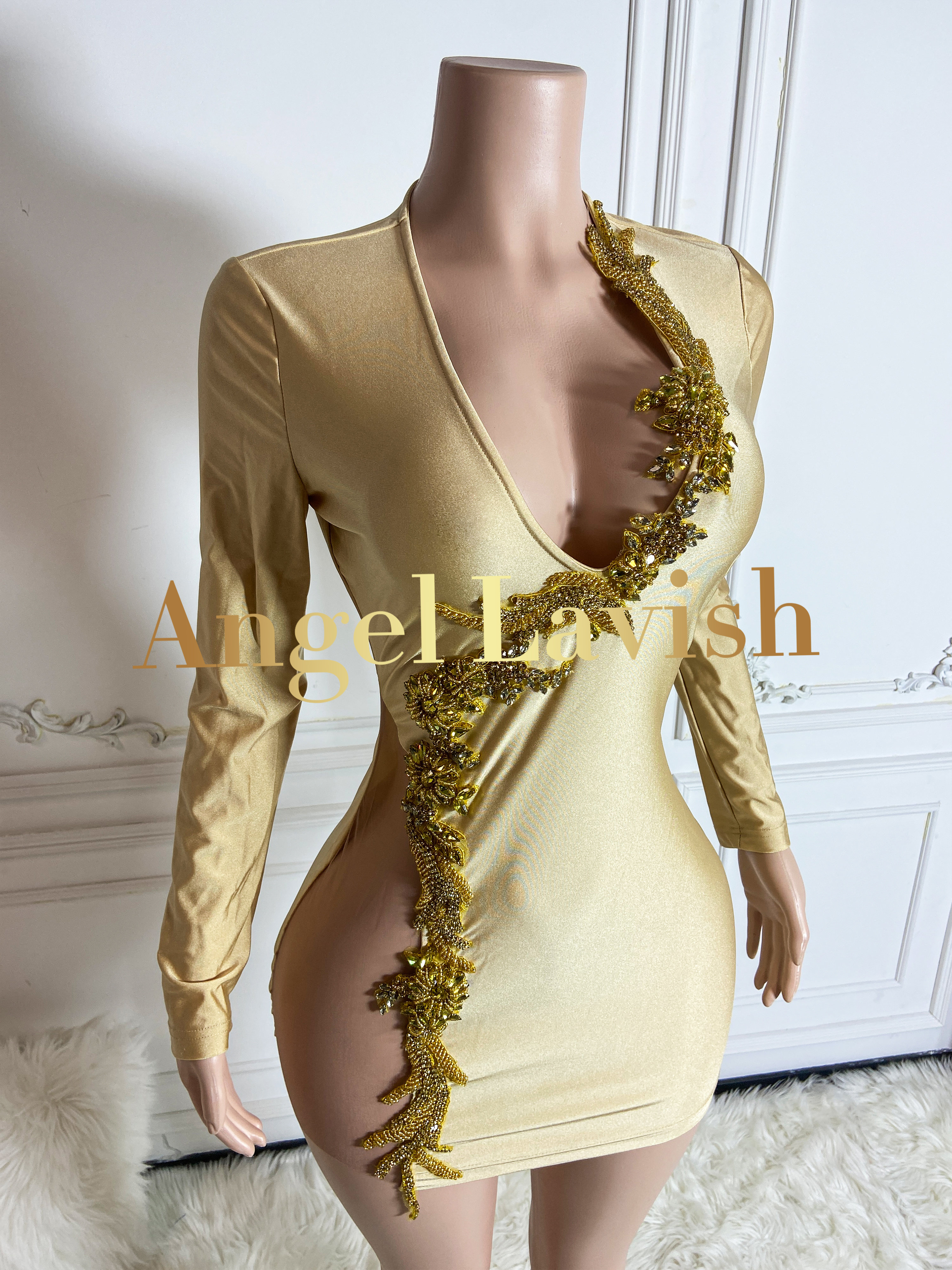 Gold Mini Dress THG2407085
