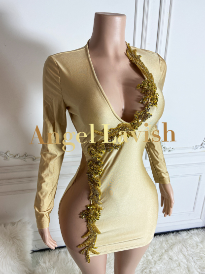 Gold Mini Dress THG2407085