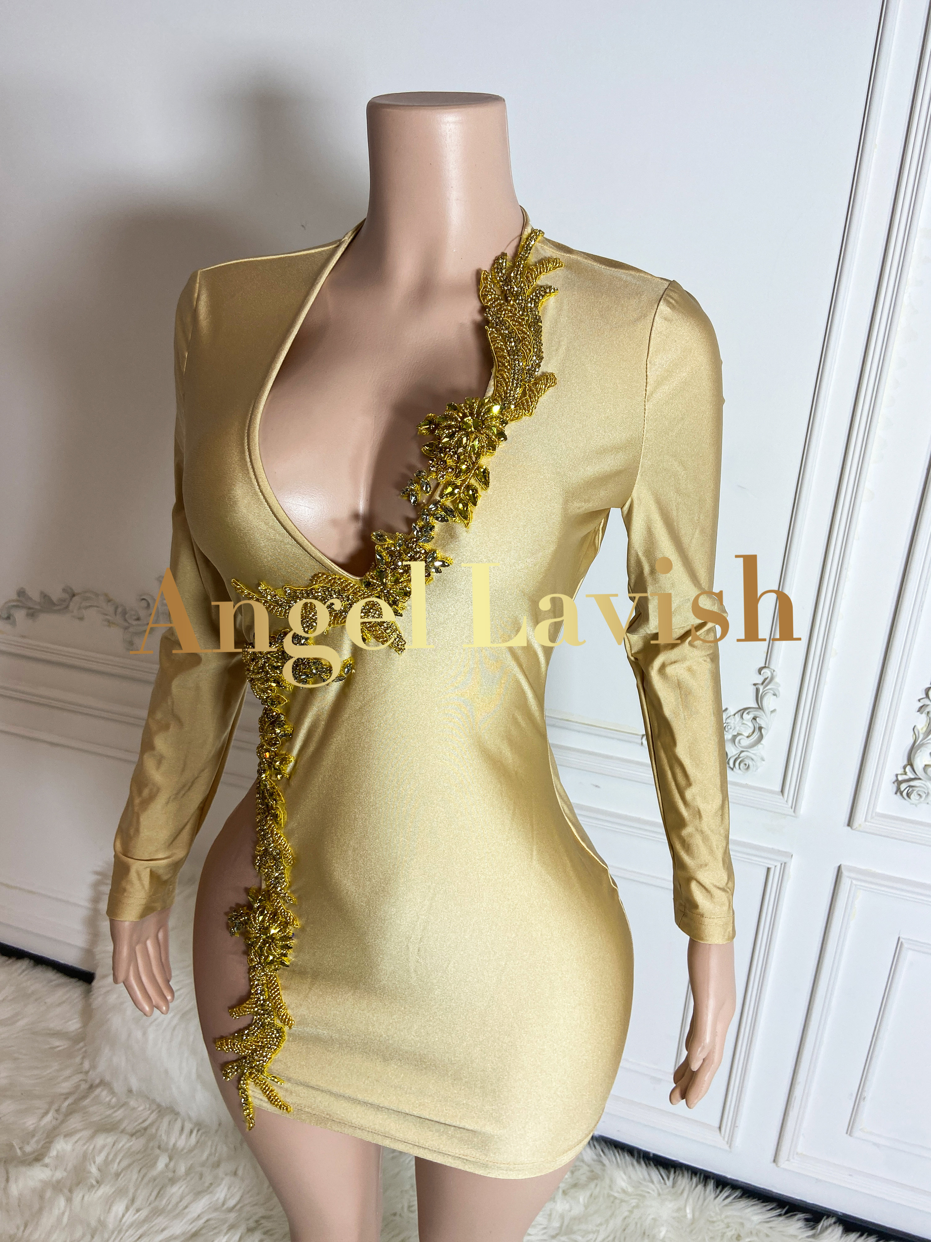 Gold Mini Dress THG2407085