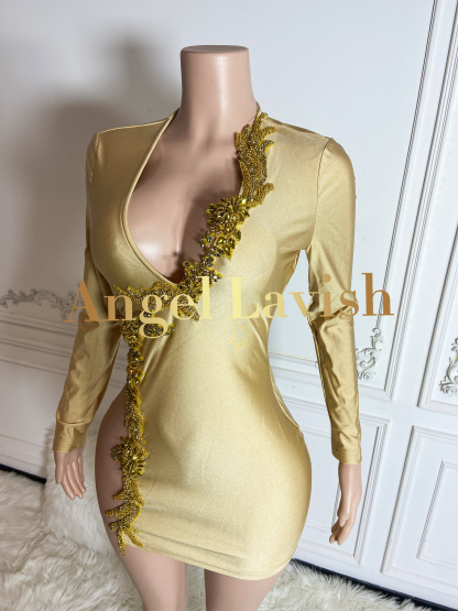 Gold Mini Dress THG2407085