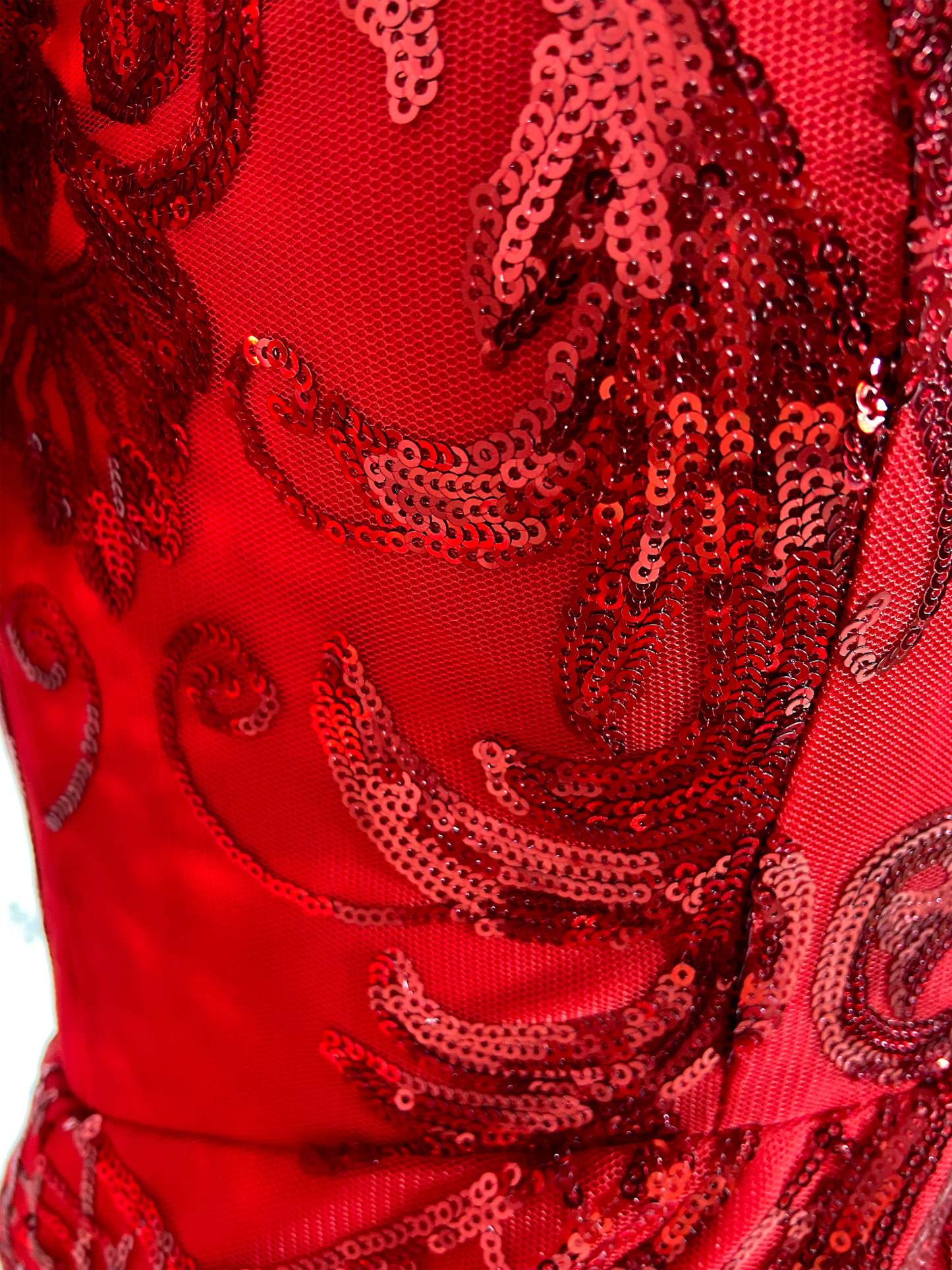 Red Cut Out Sequins Gown