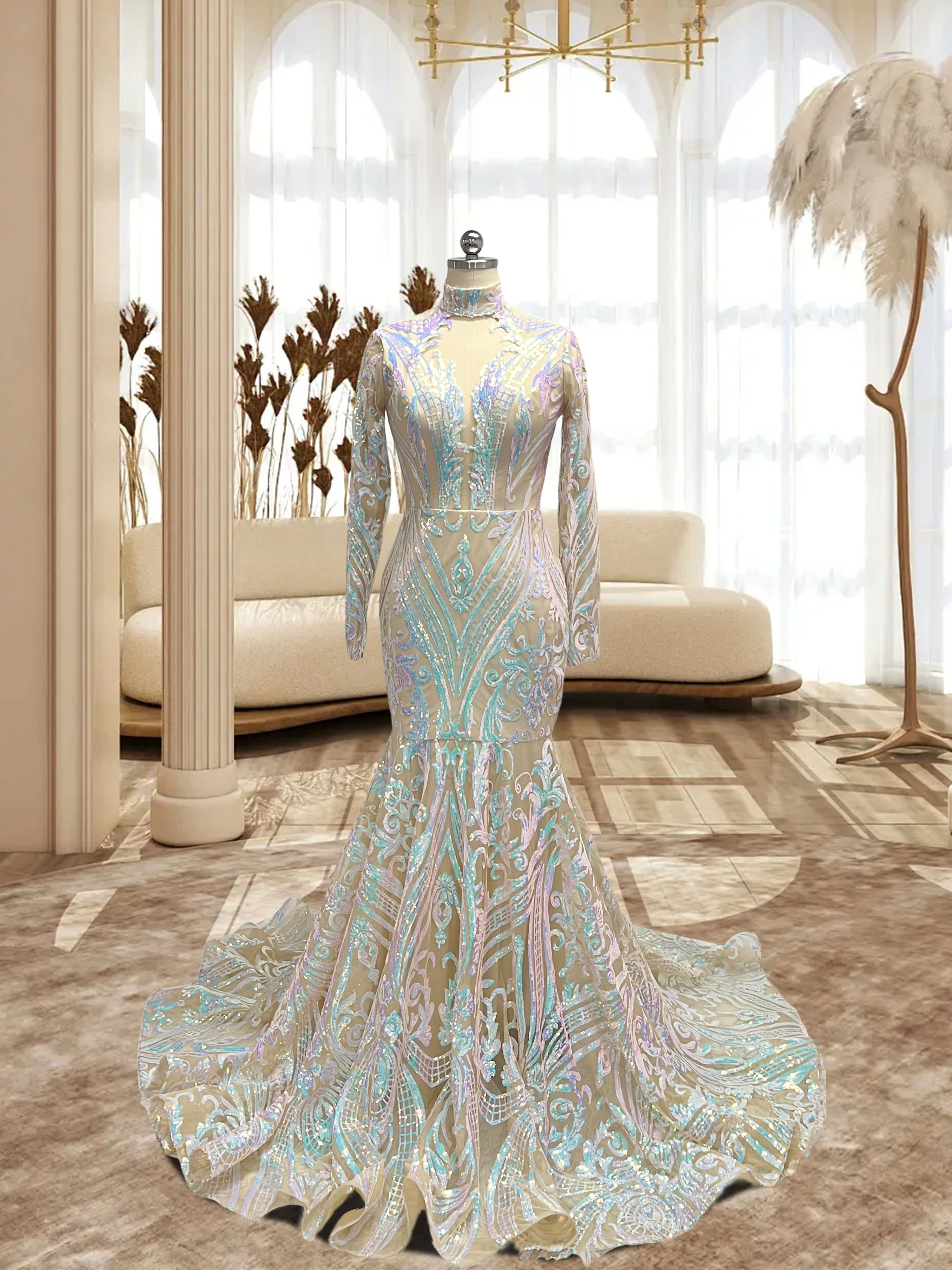 Beige Gowns YW0073
