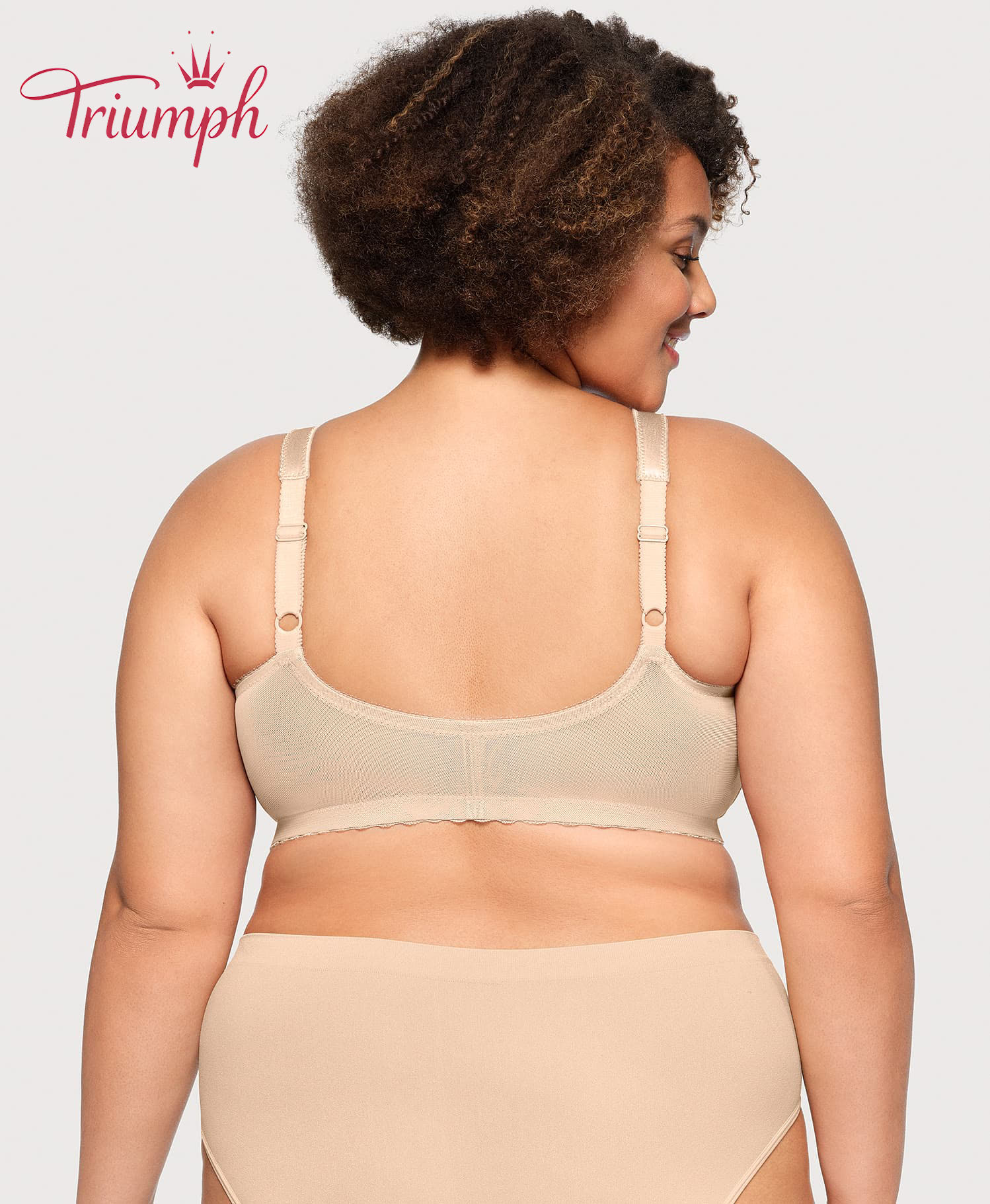 Triumph - (4 sztuki) 💎💎💎 Biustonosz z oddychającej koronki w kwiaty zapinany z przodu na guziki, wysokiej jakości