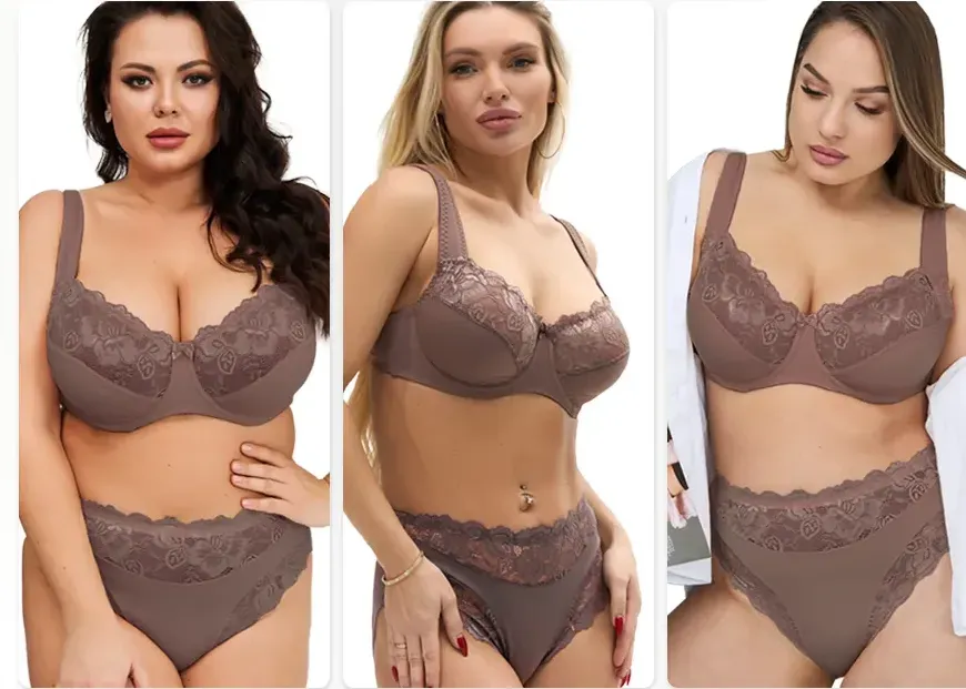 Triumph - (4 sztuki) Seksowny koronkow🌟biustonosz typu demi-cup🔥