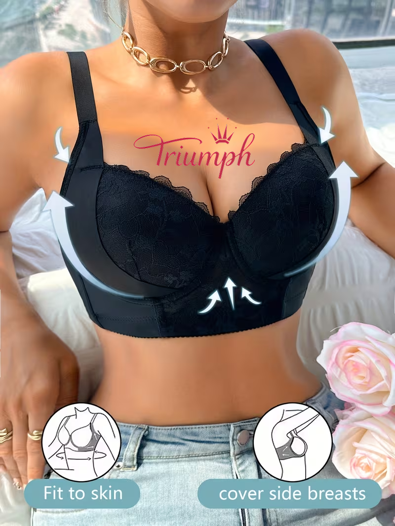 Triumph - 4-częściowy komplet 💫 Biustonosz z haftowaną koronką