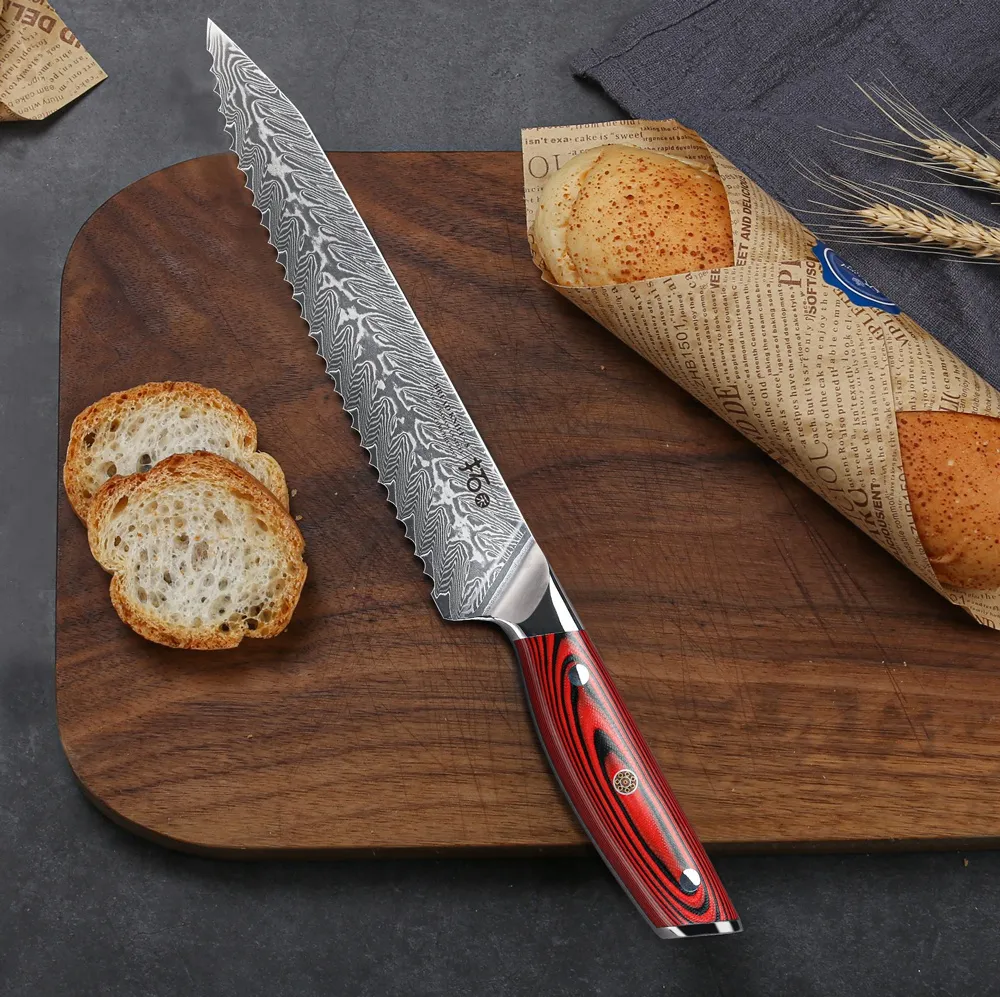 TURWHO Japán 67 rétegű damaszkuszi acél VG10 mag konyhakés Professzionális szakácskés Éles szakácskés Utility Szeletelő kés Marhakés Santoku kés Kenyérkés Szakács kés G10 nyéllel
