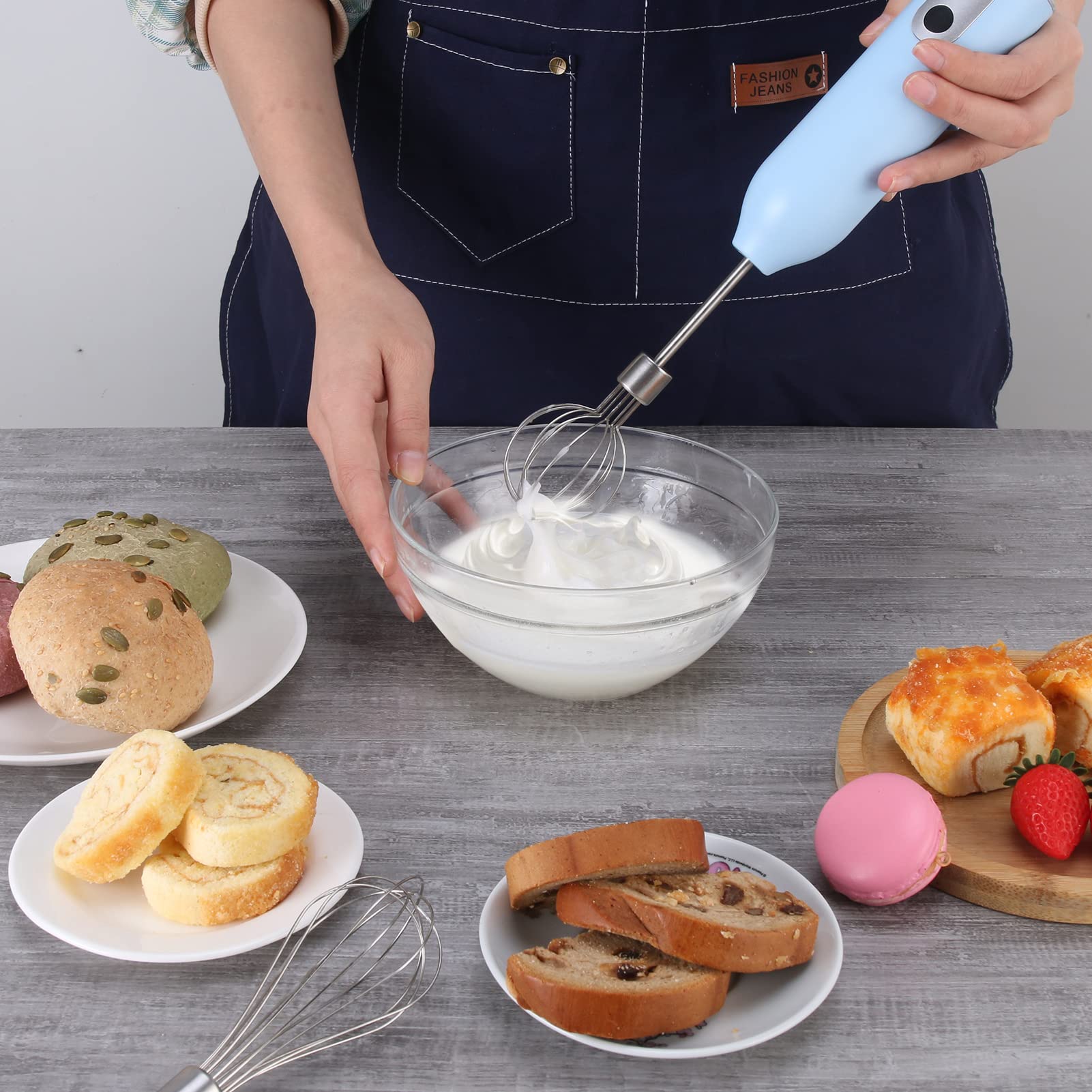 🍰 Bezdrátový elektronický vícerychlostní mixér, dobíjecí baterie👩‍🍳