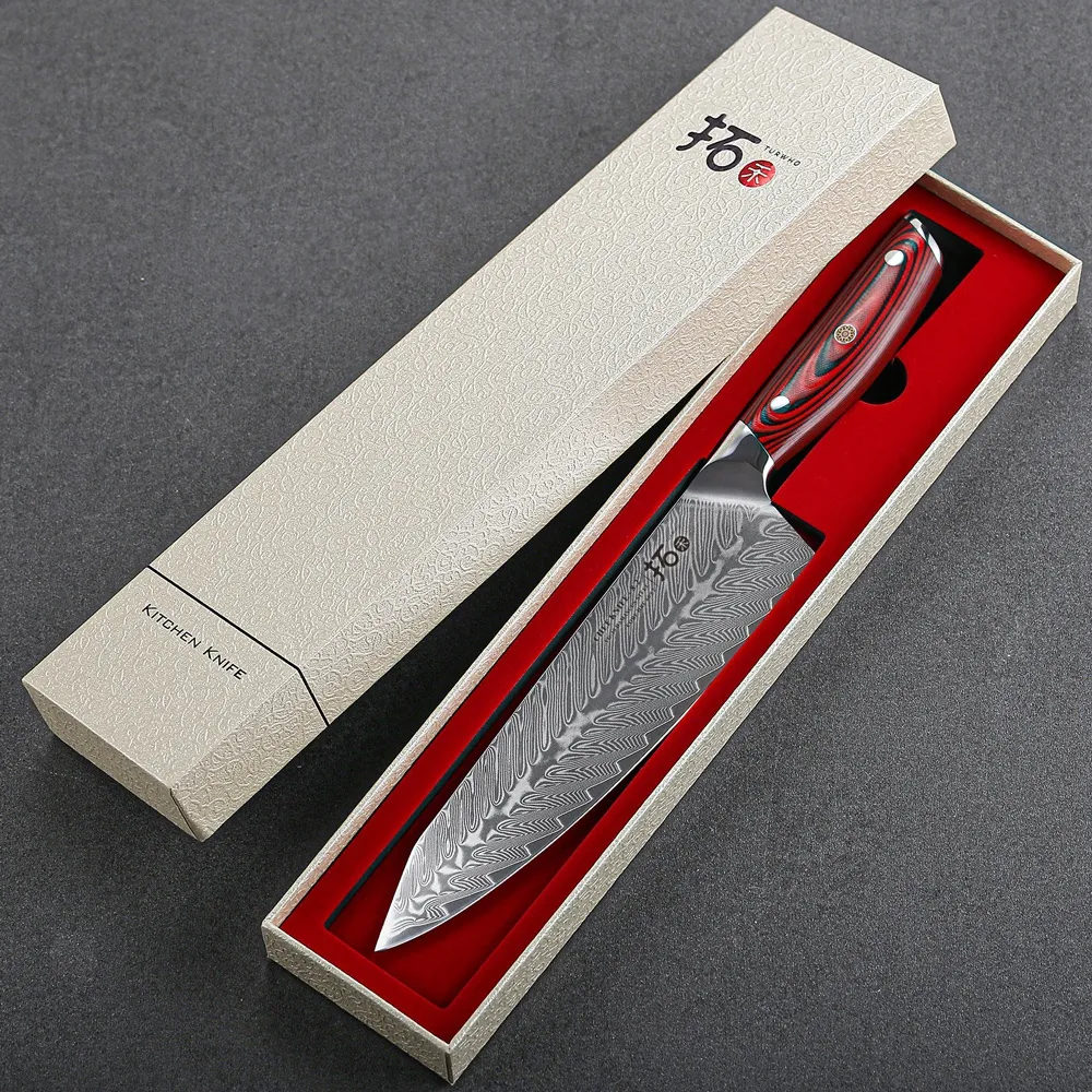 TURWHO Japán 67 rétegű damaszkuszi acél VG10 mag konyhakés Professzionális szakácskés Éles szakácskés Utility Szeletelő kés Marhakés Santoku kés Kenyérkés Szakács kés G10 nyéllel