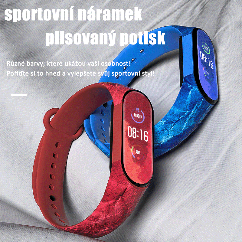 Dynamické a módní! Plisovaný elektronický sportovní náramek s potiskem