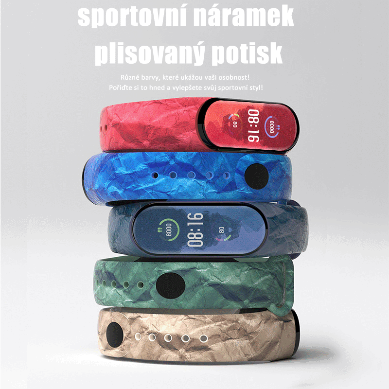 Dynamické a módní! Plisovaný elektronický sportovní náramek s potiskem