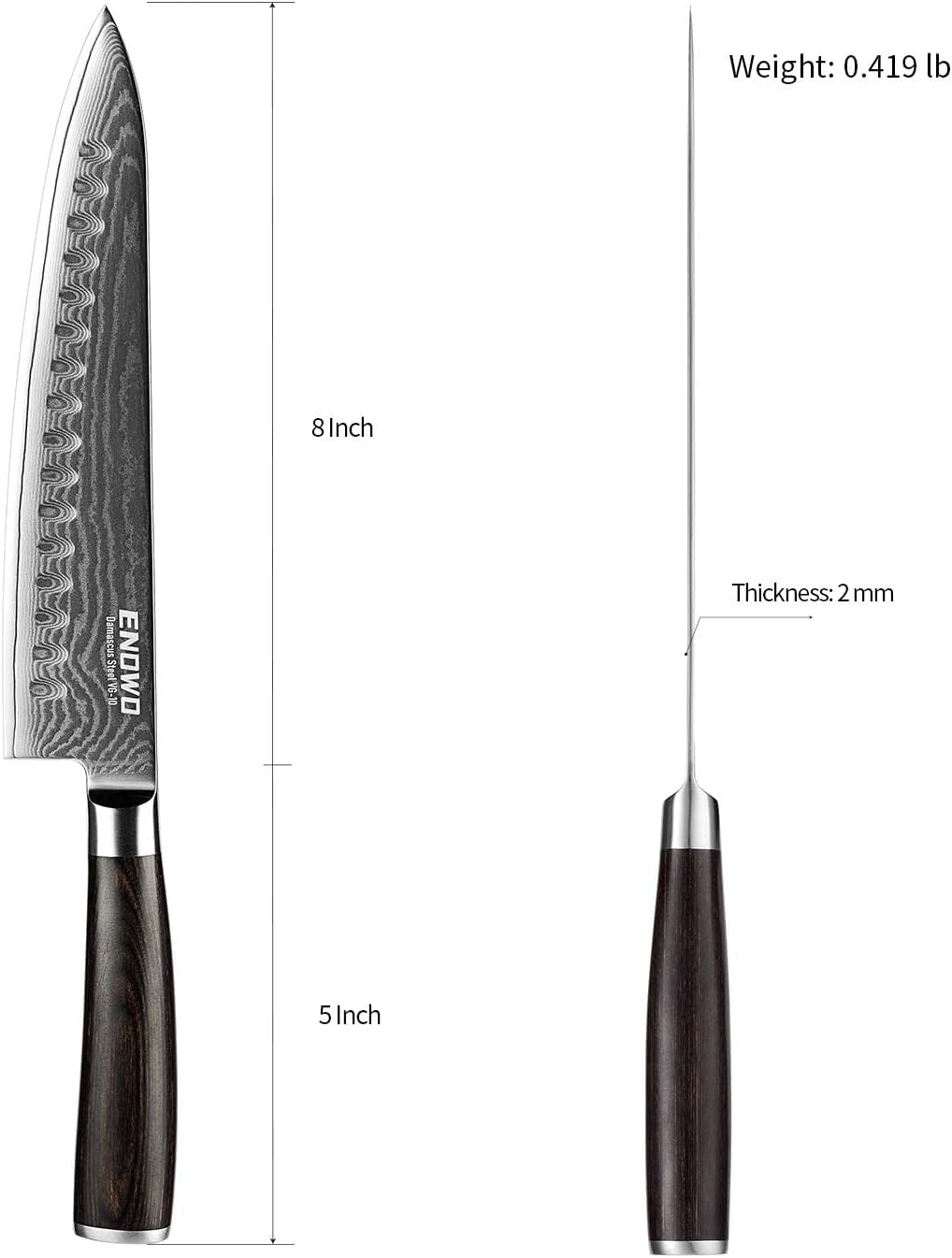 KD Damascus Chef Knife Sushi Knife Japanese VG-10 with Gift Box