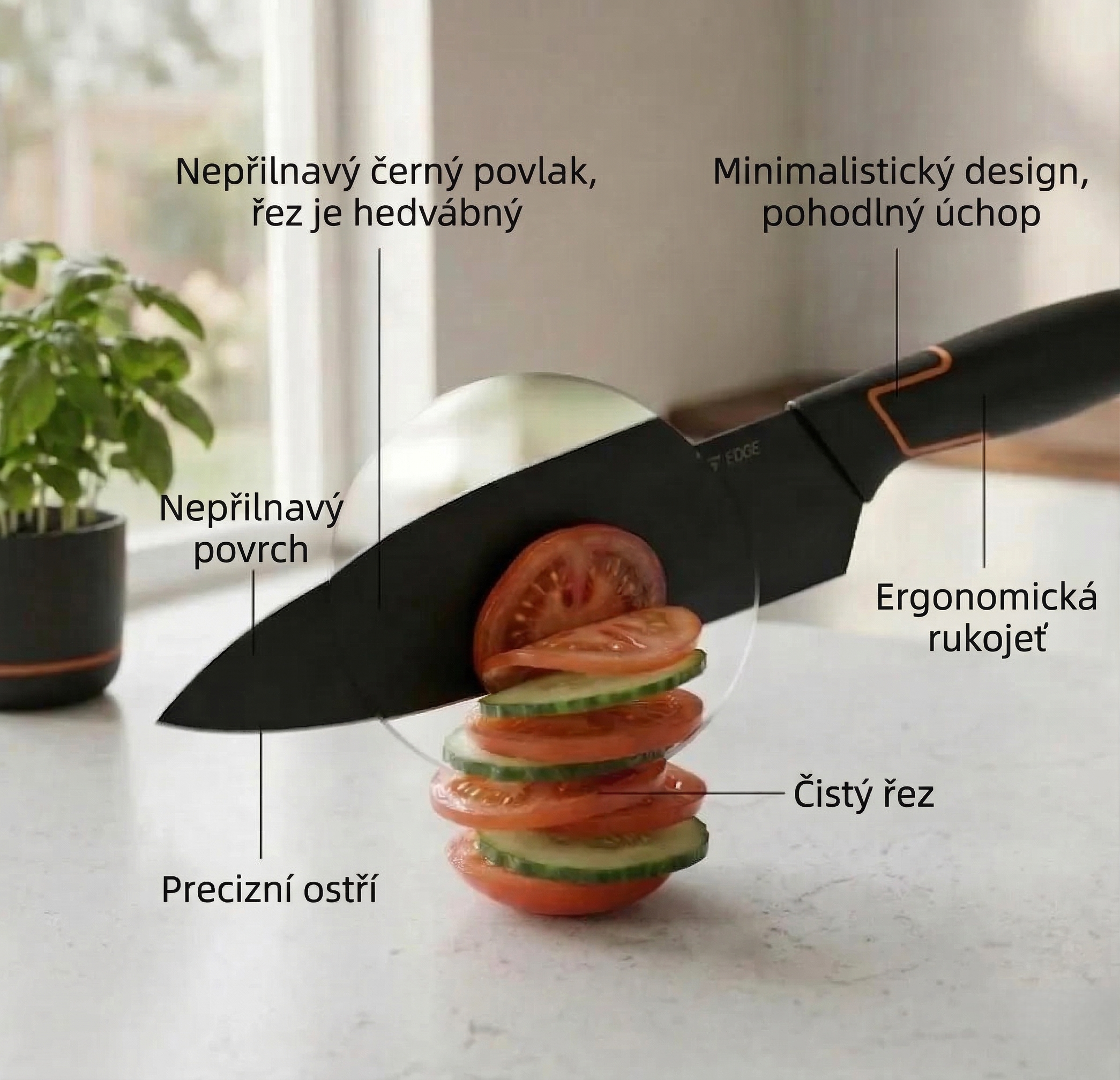 Limitovaná edice: 5dílná sada nožů FISKARS® (s držákem na nože) – řada FISKARS EDGE, ostré kuchyňské nože + ořezávátko