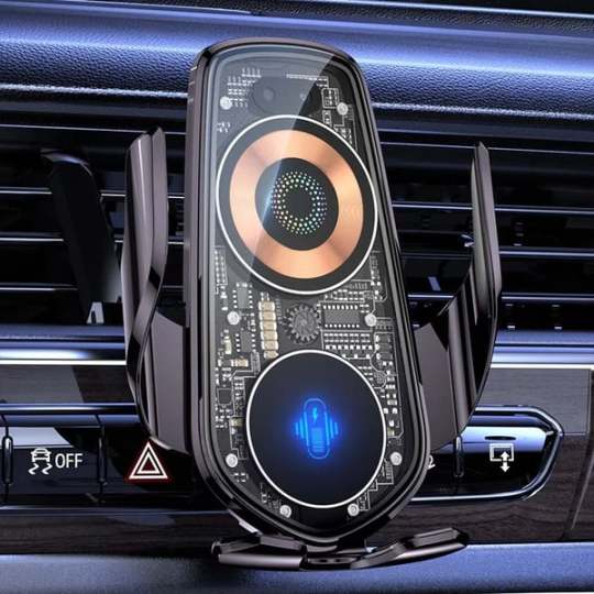 🚗📱Bezdrôtové nabíjanie v aute stlmenie mobilného telefónu Navigácia Transparentný držiak v priemyselnom štýle