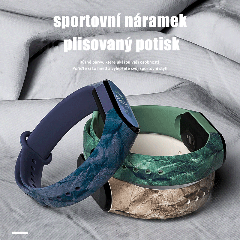 Dynamické a módní! Plisovaný elektronický sportovní náramek s potiskem