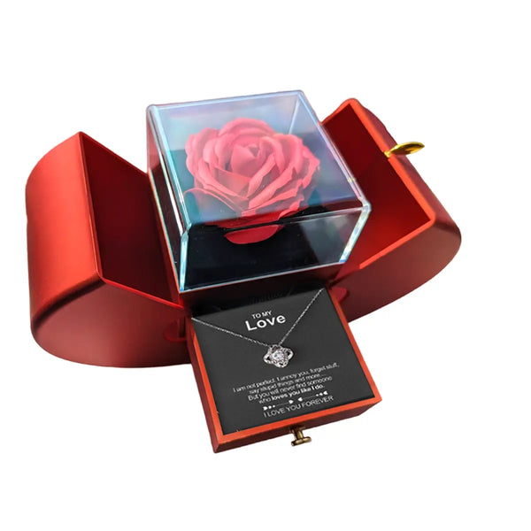 🌹 Náhrdelník z bílého zlata - Skutečná růže - 🎁 Nejlepší dárek pro přítelkyni, milenku, matku