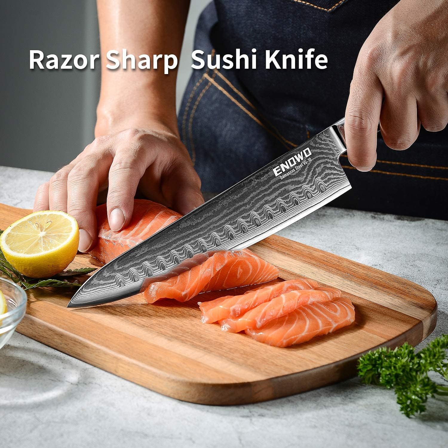 KD Damascus Chef Knife Sushi Knife Japanese VG-10 with Gift Box